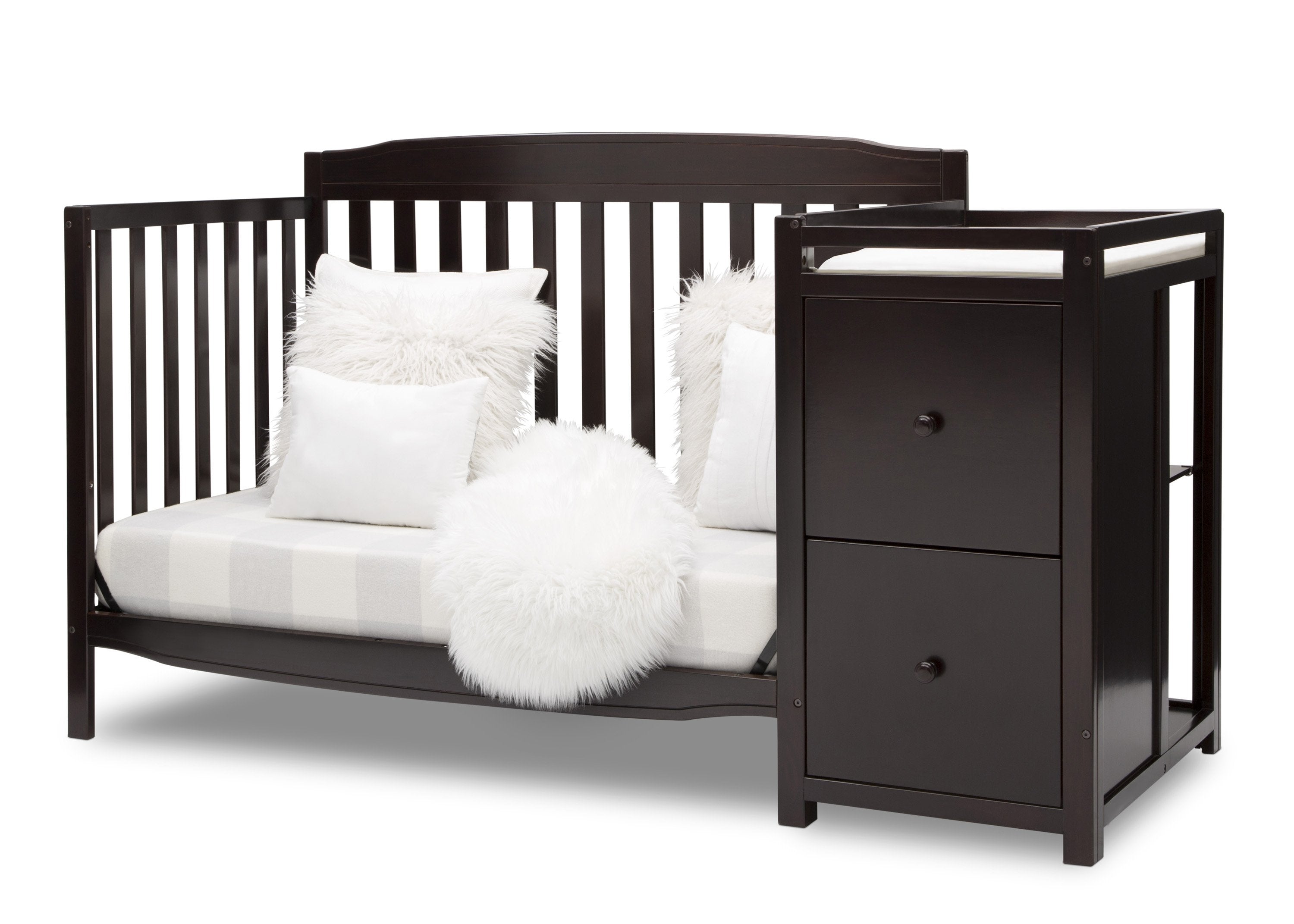 6-in-1 Convertible Mason Crib with Changer - Baby Nursery Essentials for Newborn to Toddler | Perfect for Small Spaces & Modern Nurseries