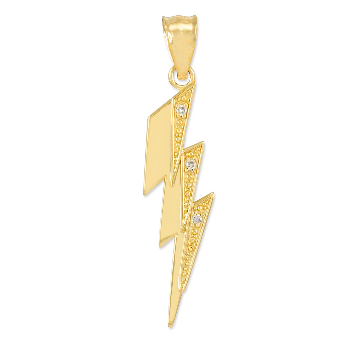 Trendy 14k Yellow Gold Diamond Lightning Bolt Pendant Necklace for Women - High Polish Elegant Jewelry Gift for Birthday, Anniversary & Everyday Wear