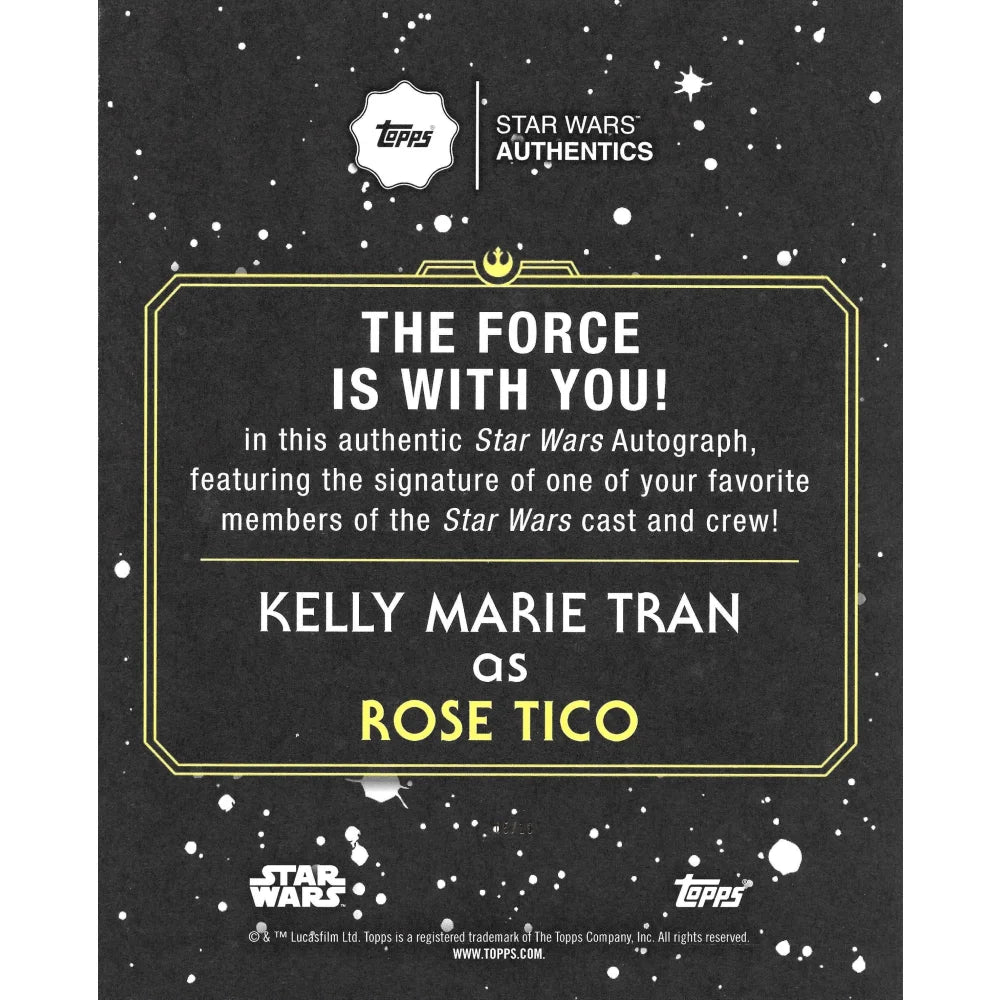 Kelly Tran Autographed 8x10 Photo with Topps COA - Star Wars Rose Tico Signed Collectible #D/10 - Perfect for Movie Memorabilia Displays, Fan Collections & Gift Giving