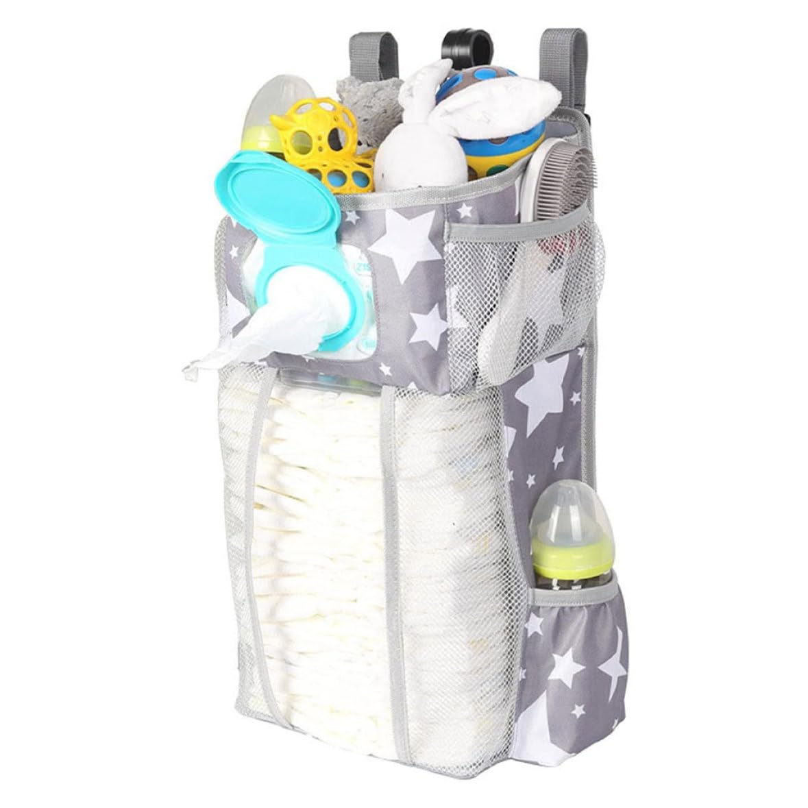 Hanging Diaper Caddy Organizer with Multiple Pockets - Baby Nursery Storage for Diapers, Wipes & Essentials - Changing Table Organizer for Home & Nursery - Perfect for Diaper Changing Stations & Baby Care Organization