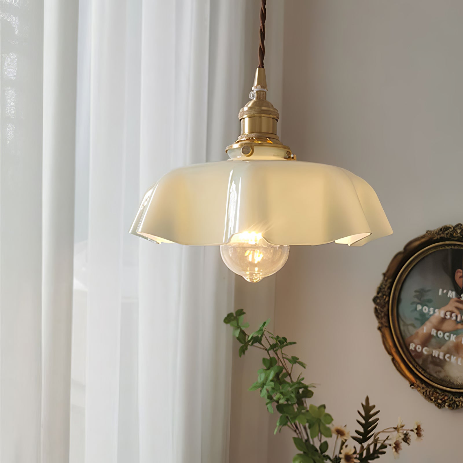 French Flower Pendant Light - Elegant Floral Chandelier for Dining Room, Kitchen Island & Bedroom Lighting - Vintage Inspired Ceiling Fixture