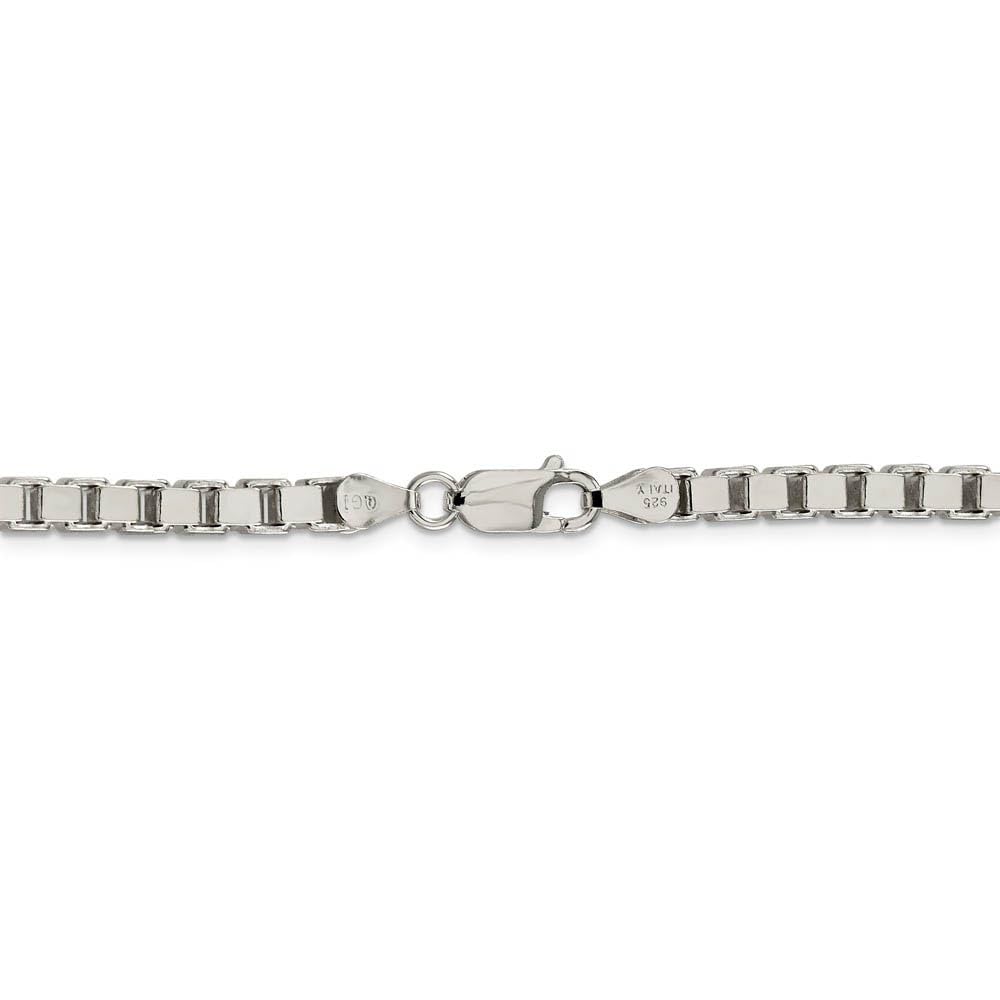 Sterling Silver 4.5mm Black Bow Box Chain Necklace for Women
