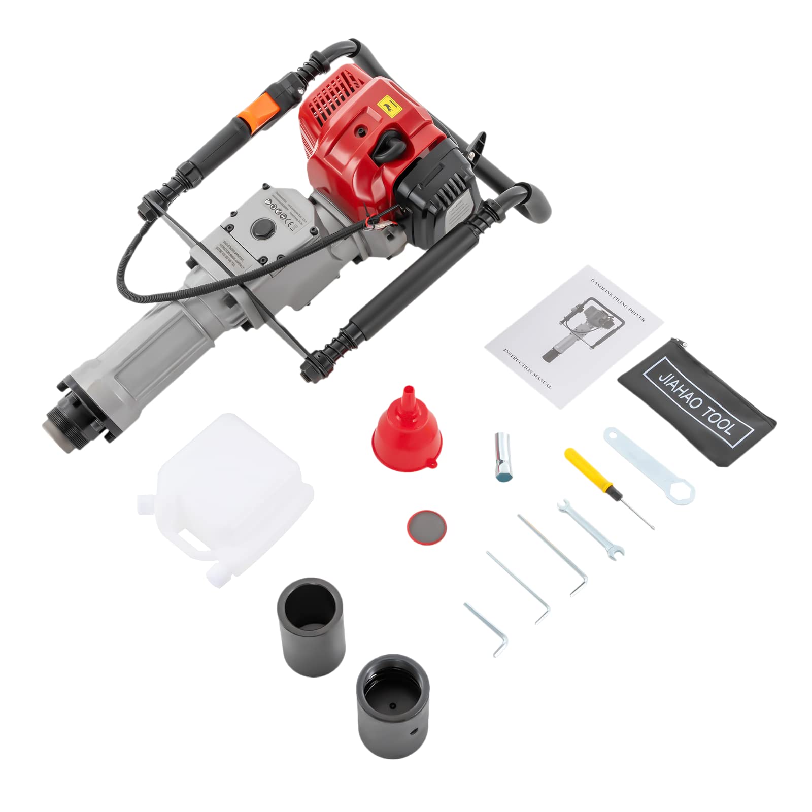 52CC 2-Stroke Gas Powered Post Pile Driver - Lightweight Handheld Gasoline Fence Post Driver for Farm, Ranch & Construction - Perfect for Installing T-Posts, Fencing & Landscaping Projects