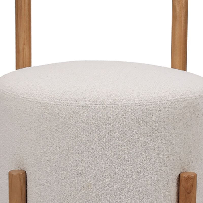 Art Deco Cream/Cerulean Upholstered Accent Stool with X Frame & Back - Perfect for Living Room, Bedroom, or Entryway Decor