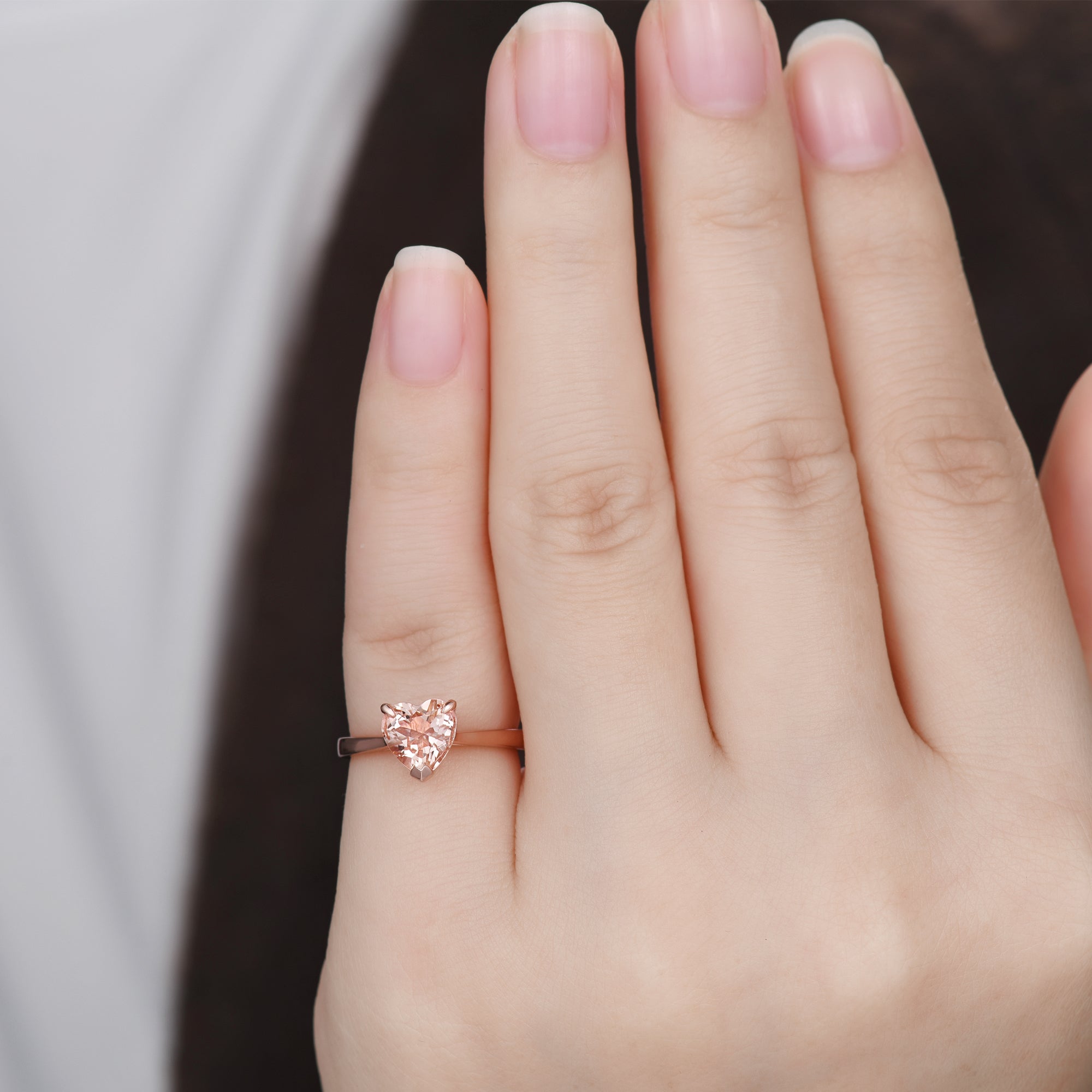 1 Carat Heart Shaped Natural Morganite Solitaire Engagement Ring in Rose Gold - Perfect for Proposals, Anniversaries & Romantic Occasions