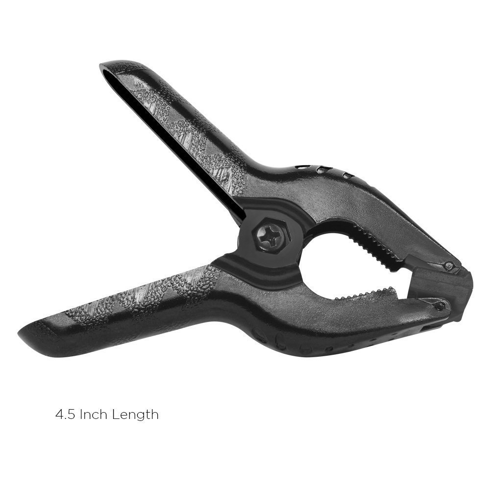 LimoStudio (6 Pack) 4.5 Inch Black Spring Clamps - Heavy Duty Studio Clips for Canvas, Muslin, Paper, Backdrop, Woodworking - Strong Grip with Flexible Teeth - Perfect for Photography, Art Projects & DIY Crafts