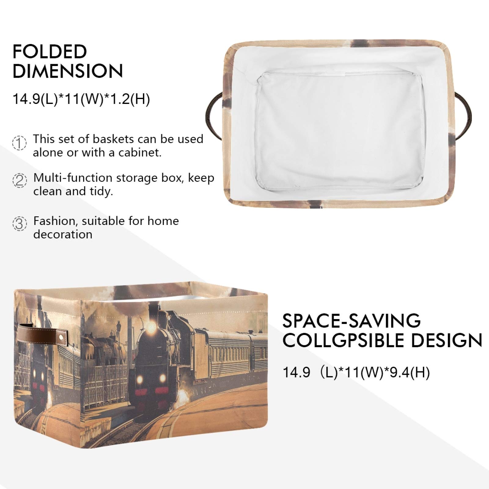 AUUXVA Collapsible Fabric Storage Bin - Foldable Organizer Basket for Home, Office, Nursery & Closet (Beige, 15 x 11 x 9.5 Inch, 14.9L) - Perfect for Shelves, Toys, Books & Clothes Storage | 1 Pack