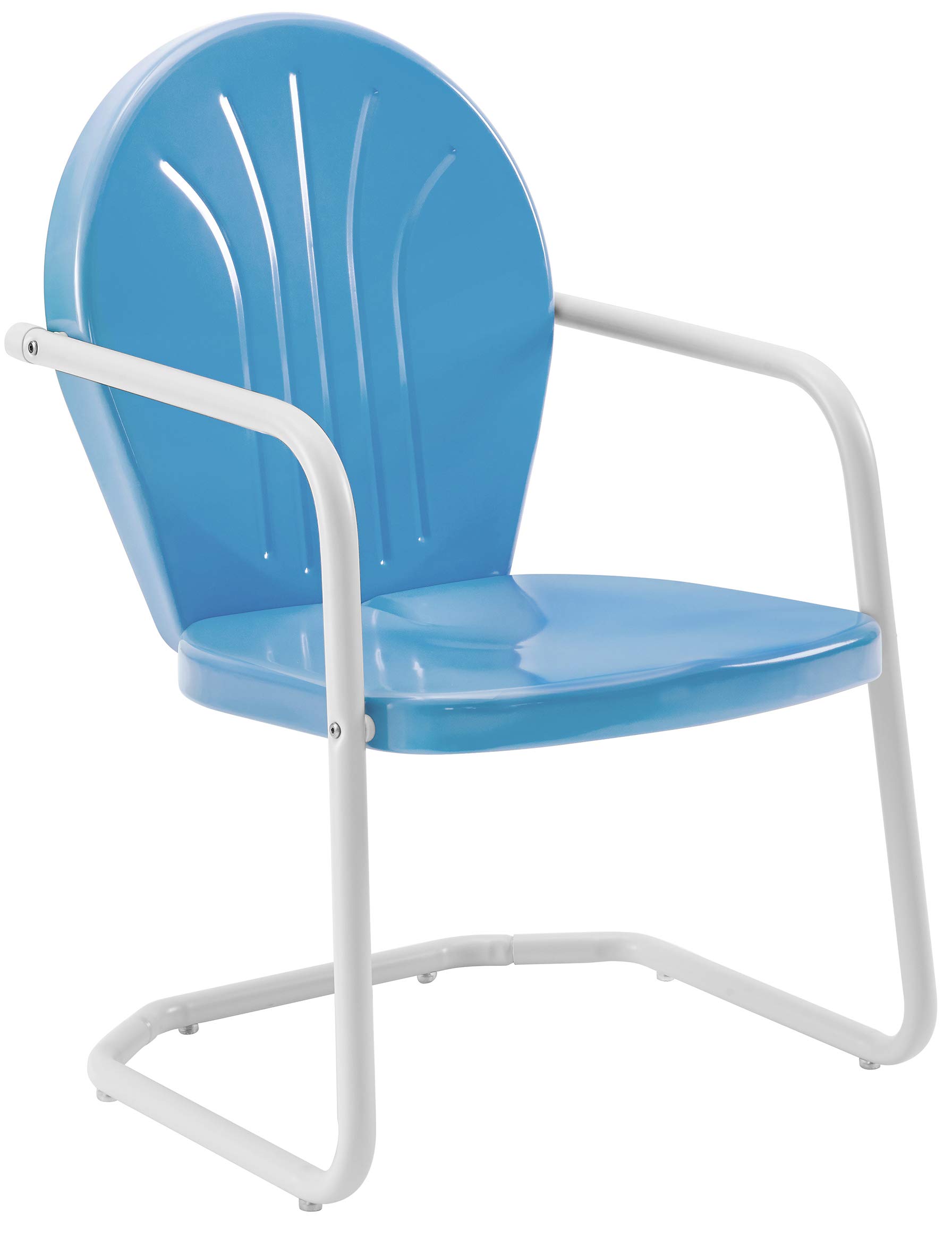 Crosley Griffith 3-Piece Retro Metal Outdoor Patio Set - Sky Blue Bistro Chairs & Loveseat for Porch, Garden, Poolside & Backyard Relaxation