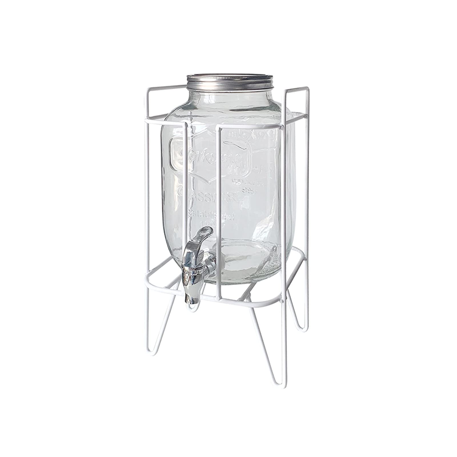 135 Oz Glass Water Carafe with Faucet & Base - Large Capacity Beverage Dispenser for Cold Drinks, Iced Tea & Lemonade - Perfect for Family Gatherings, Birthday Parties, Hotels & Restaurants (White)