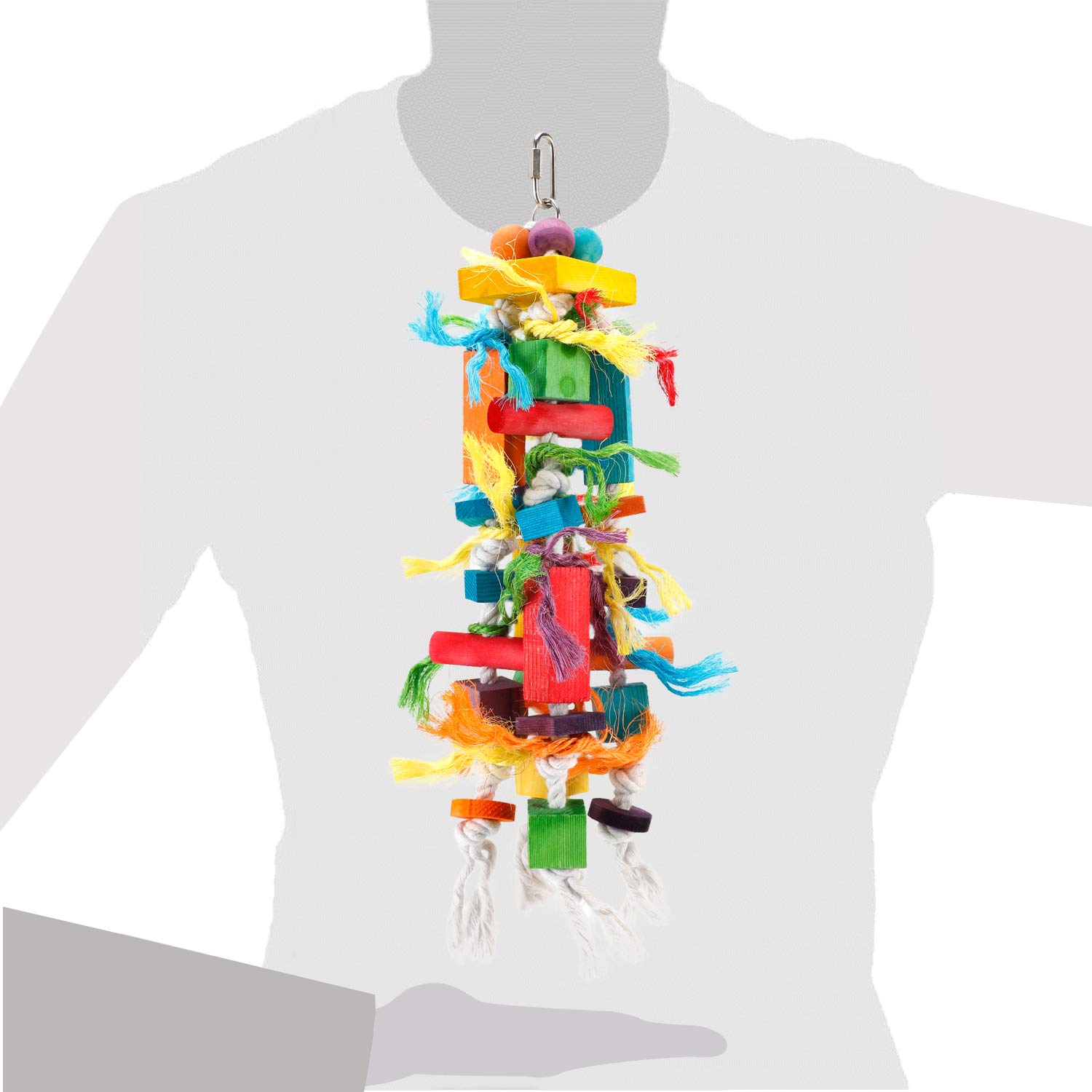 CRMADA Bird Toys for Parrots - Multicolored Wooden Chewing & Tearing Toys for African Grey, Cockatiel, Cockatoo & Medium Birds - Perfect for Cage Enrichment & Beak Exercise