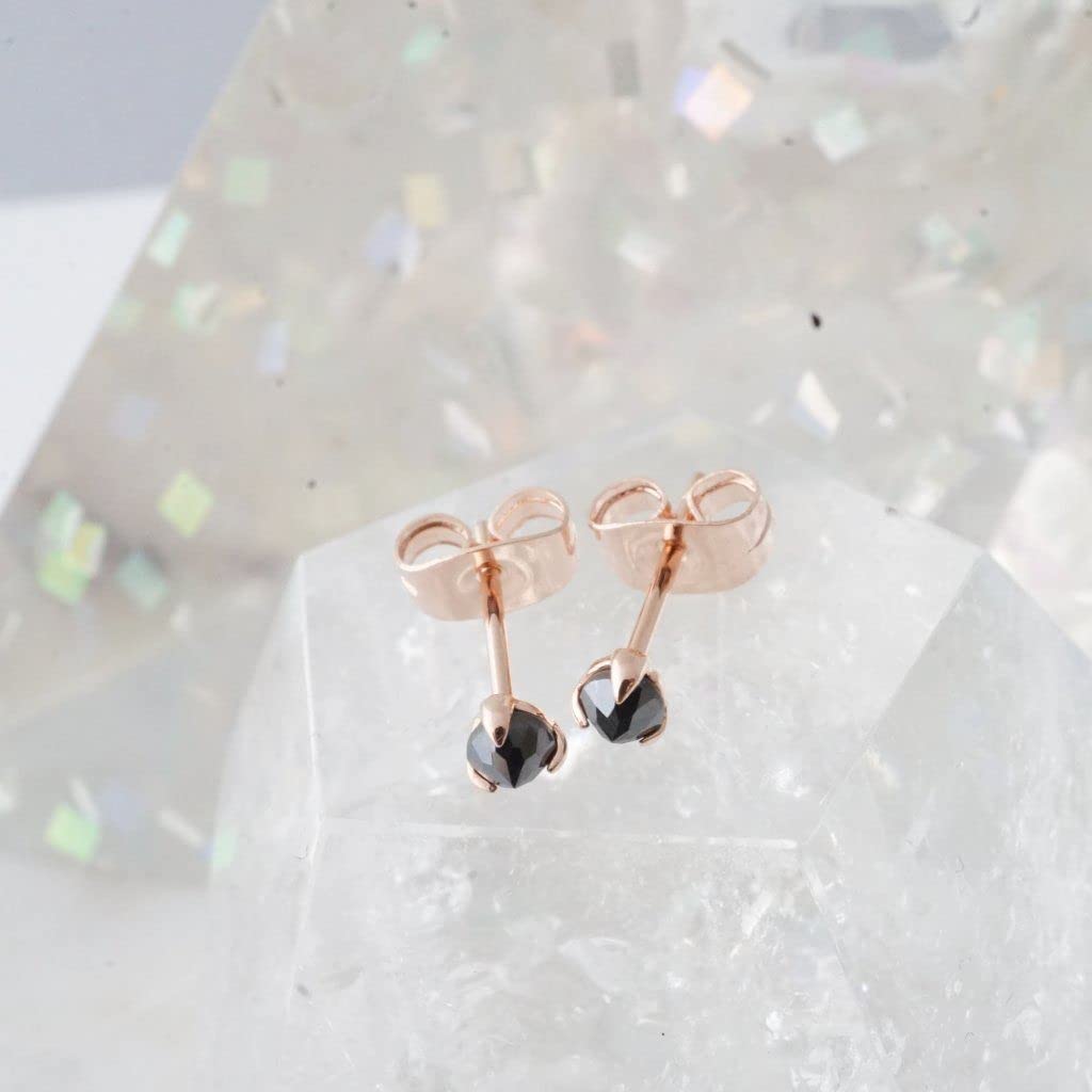 HONEYCAT Tiny Iron Ore Point Solitaire Stud Earrings | Minimalist & Delicate Jewelry for Women | Perfect for Everyday Wear, Office & Special Occasions