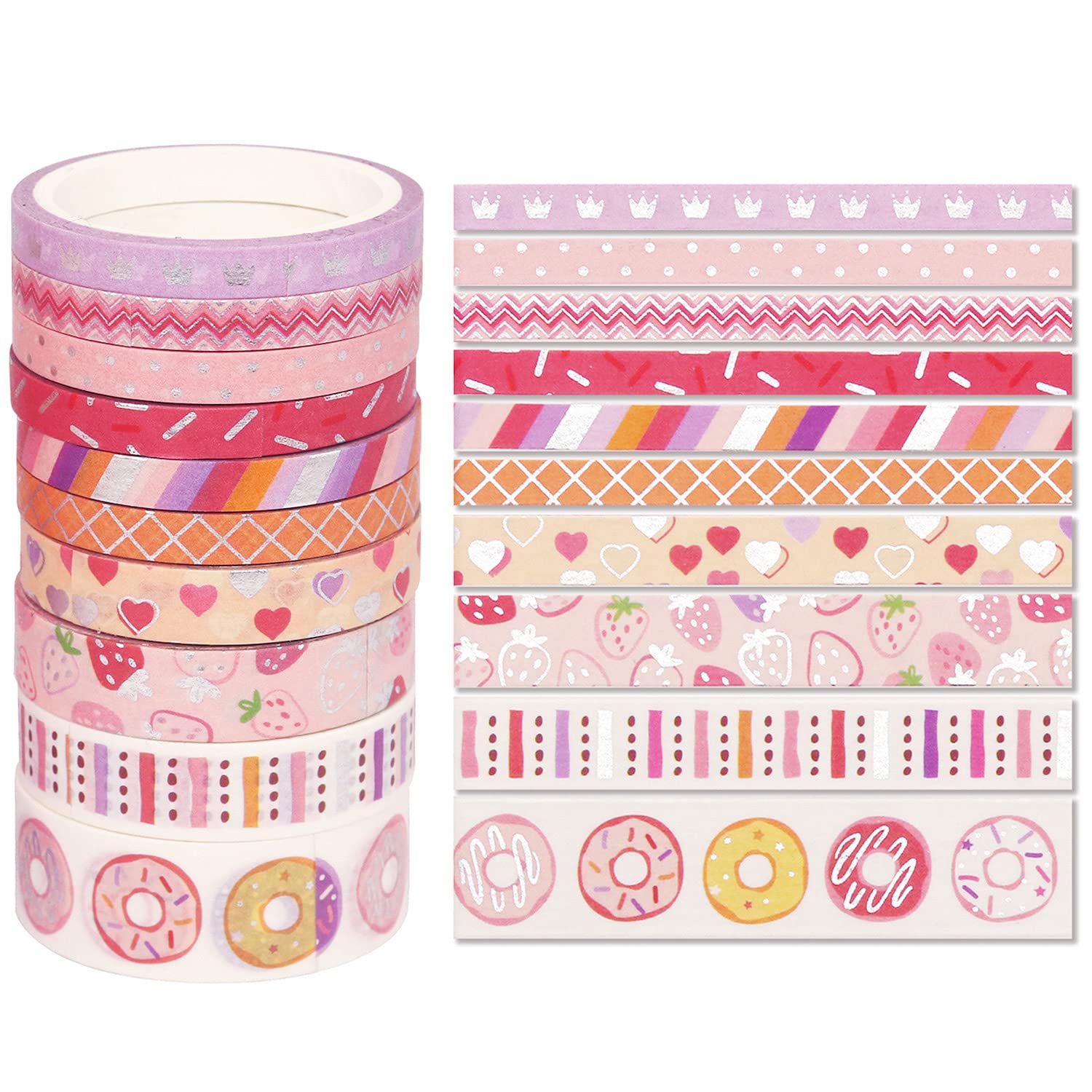 YUBX Birthday Washi Tape Set - 15 Rolls Silver Foil Decorative Masking Tapes for DIY Crafts, Scrapbooking, Journaling, Planner Decor & Gift Wrapping - Perfect for Party Decorations, Card Making & Creative Projects