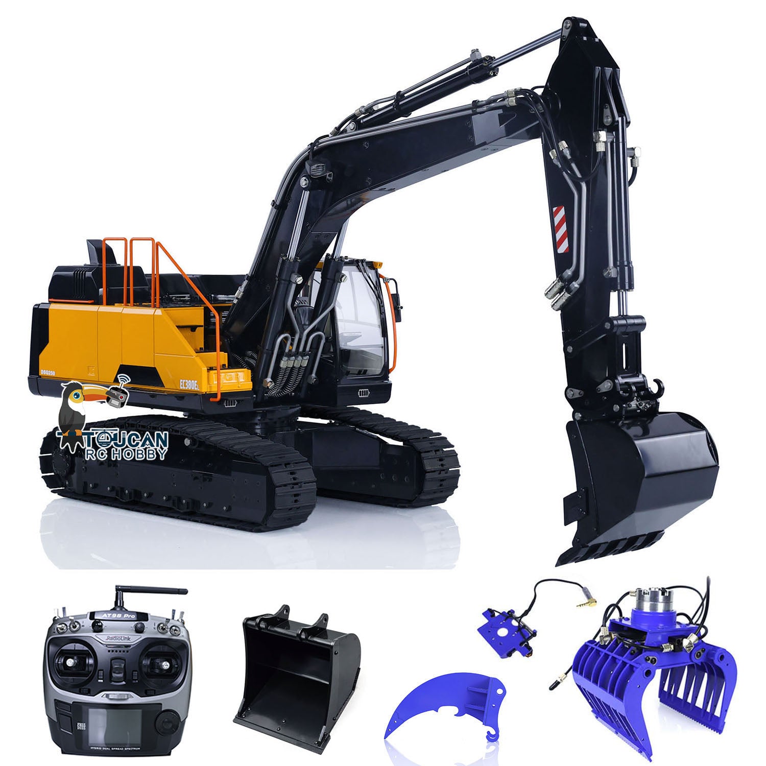 MTM EC380 1/14 Scale Metal RC Hydraulic Excavator - Remote Control Construction Truck with Assembled & Painted Design - Heavy Duty Digger Machine for Kids & Adults - Perfect for Construction Play, Collecting, and STEM Learning