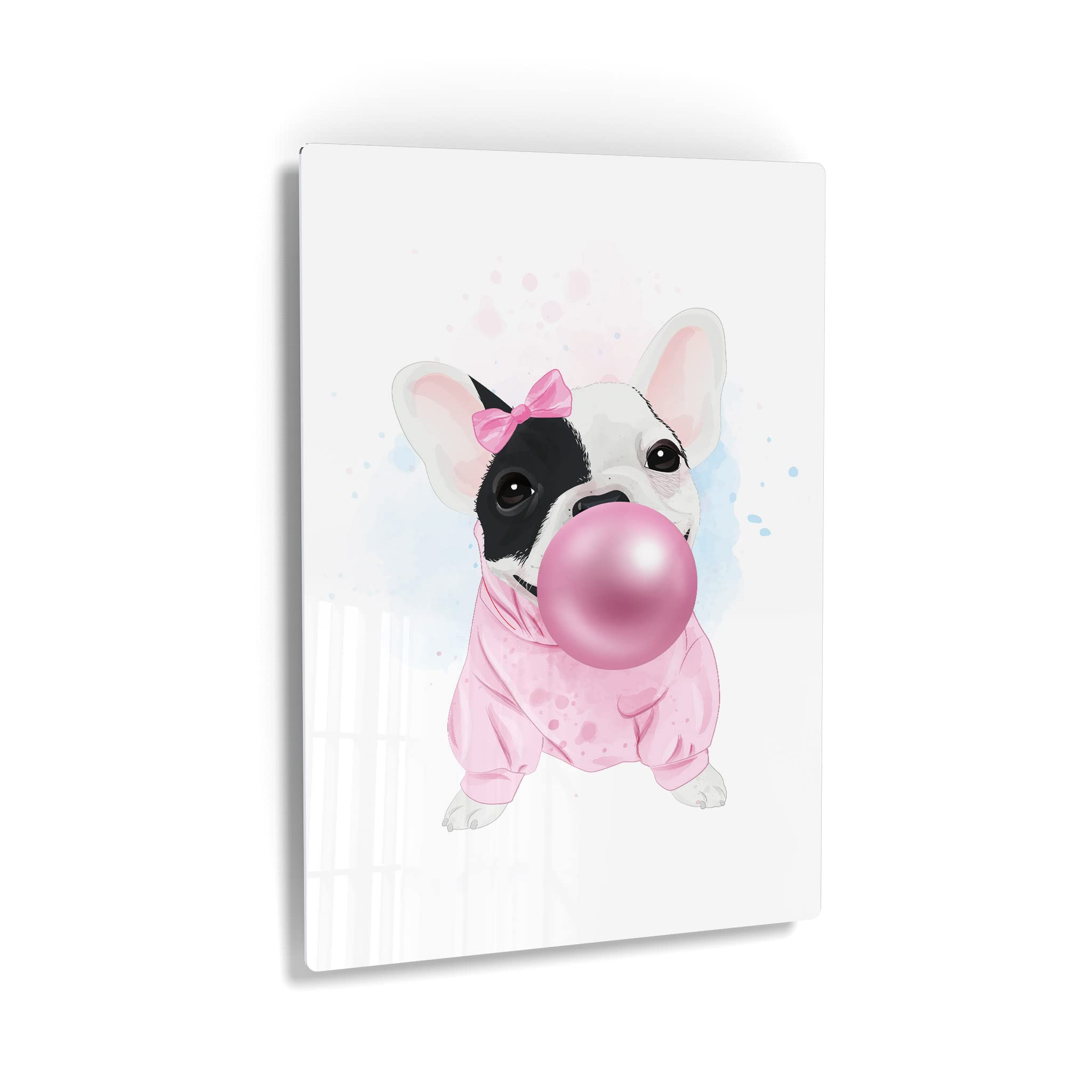 French Bulldog Portrait Sweatshirt & Chewing Gum Metal Wall Art Print - Pet Lover Gift, Animal Decor for Living Room, Bedroom, Nursery - 12x8 - Perfect for Dog Lovers & Home Decoration