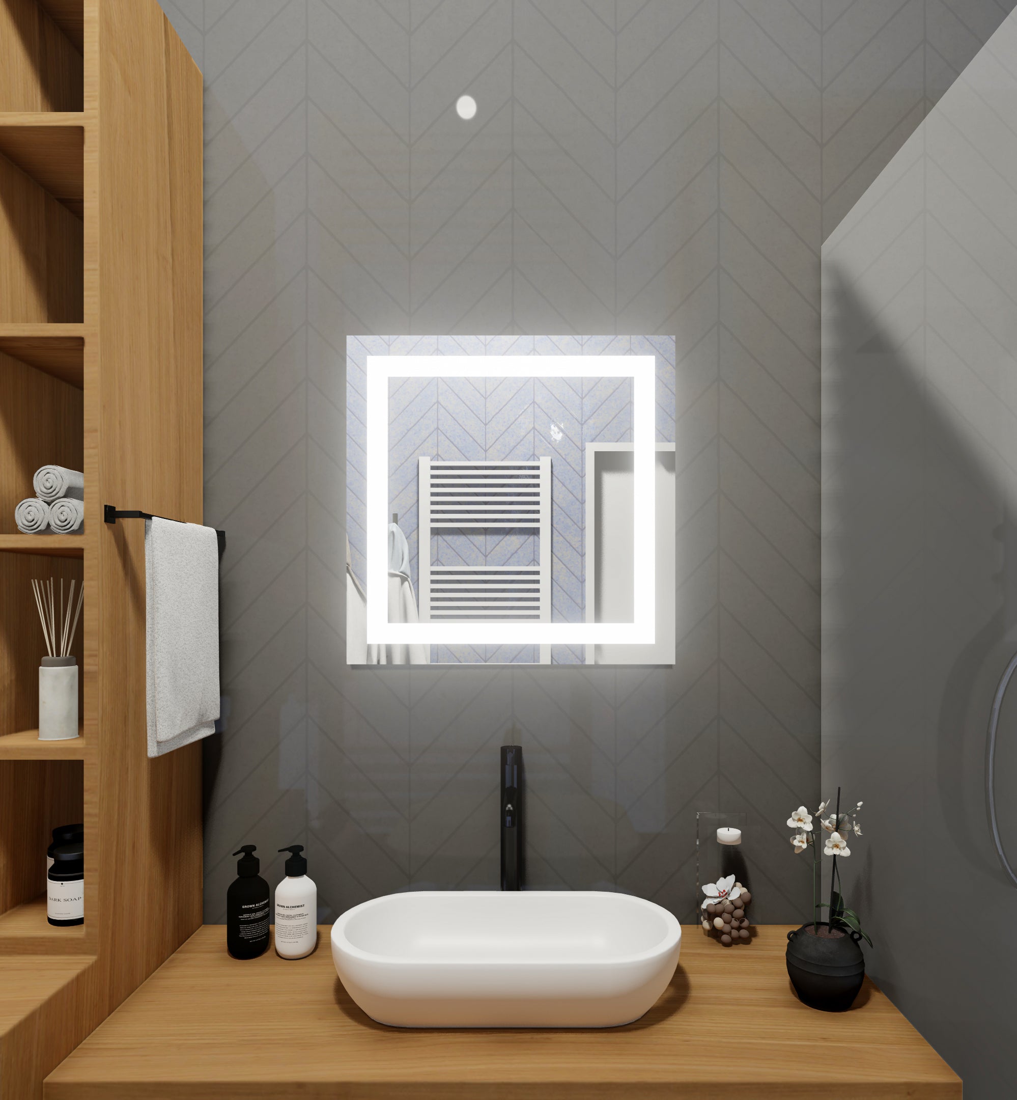 32x32 Inch LED Vanity Mirror with Front Lighting - Makeup Mirror with Adjustable Brightness for Bathroom, Dressing Room & Bedroom