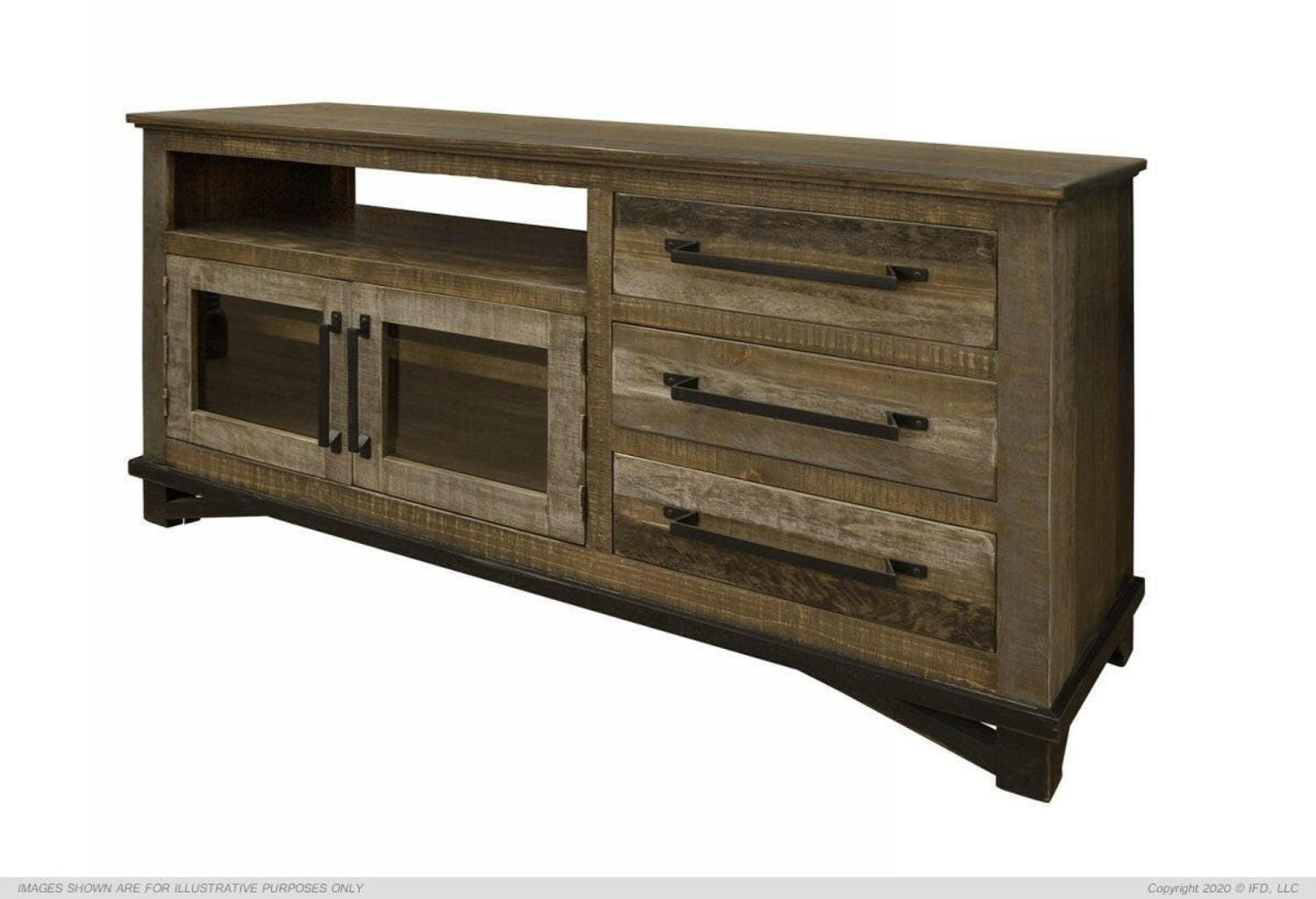 Modern Loft Brown TV Stand IFD6441STN62 - 60 Inch Entertainment Center with Storage Shelves for Living Room, Bedroom & Home Theater Setup