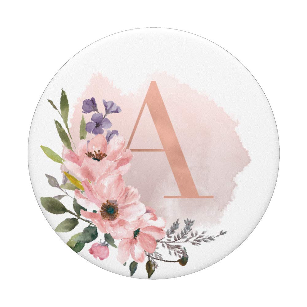 Rose Pink Lilac Blush Flowers White Monogram Letter A - Personalized Floral Decor for Weddings, Baby Showers & Home Decor