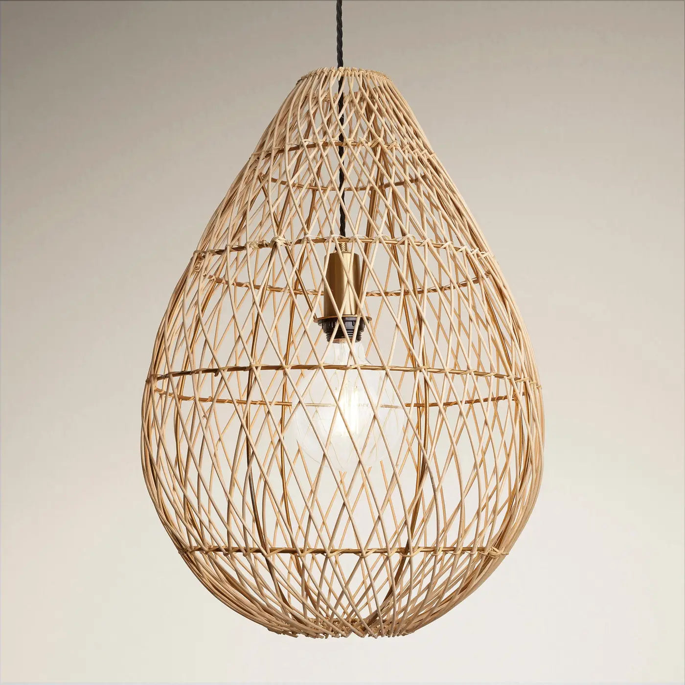 16 Inch Coastal Rattan Ceiling Pendant Light with Natural Woven Texture - Perfect for Beach House, Boho Bedroom or Porch Lighting Decor