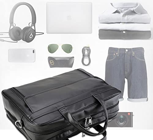Men's Stylish Black Business Briefcase Messenger Bag - 17 Inch Laptop Shoulder Bag for Work & Travel, 45x32x13cm, Perfect for Office Professionals & Daily Commute