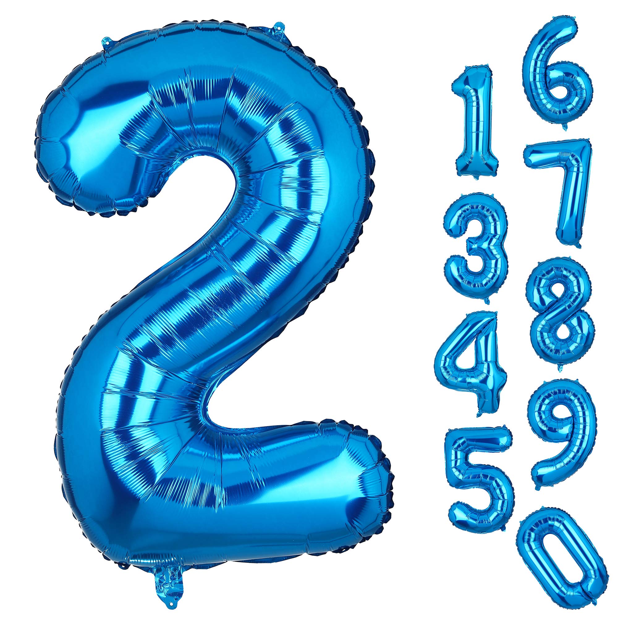 Large Blue Number 2 Mylar Foil Balloons - Helium Birthday Party Decorations for 2nd Birthday, Anniversary & Special Events - Perfect for Baby Showers, Graduations & Milestone Celebrations
