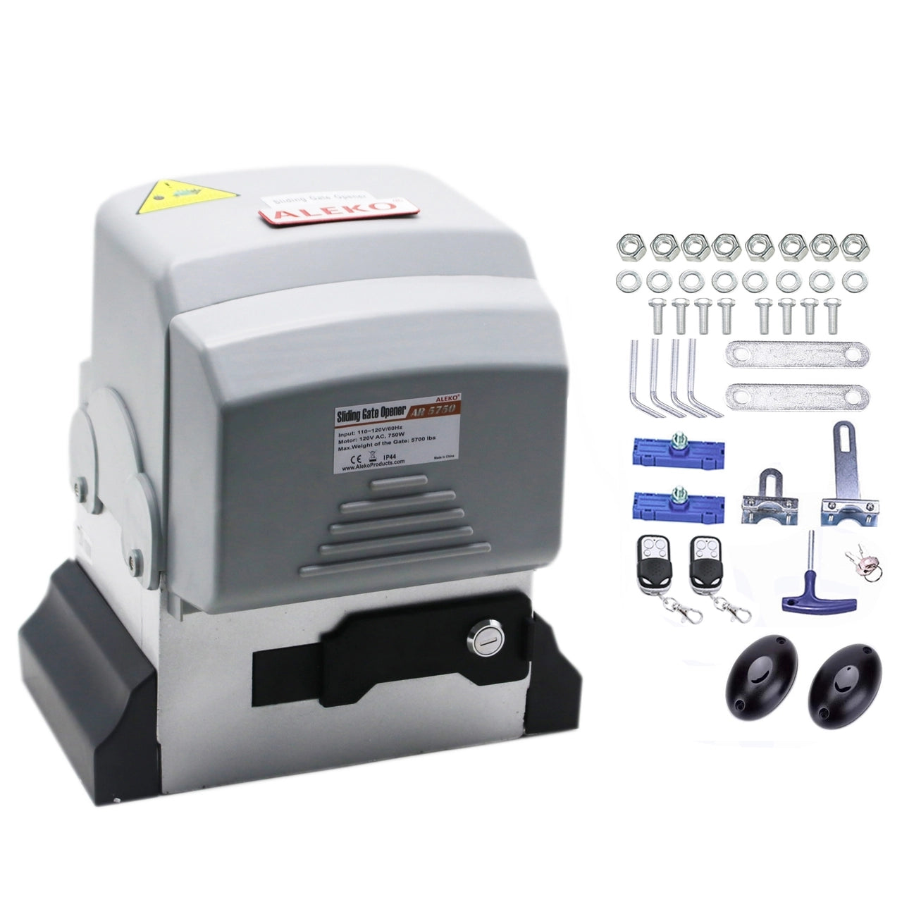 Aleko AR5750 Heavy Duty Sliding Gate Opener with Accessory Kit ACC4 - Automatic Driveway Gate Opener for Home Security & Commercial Use