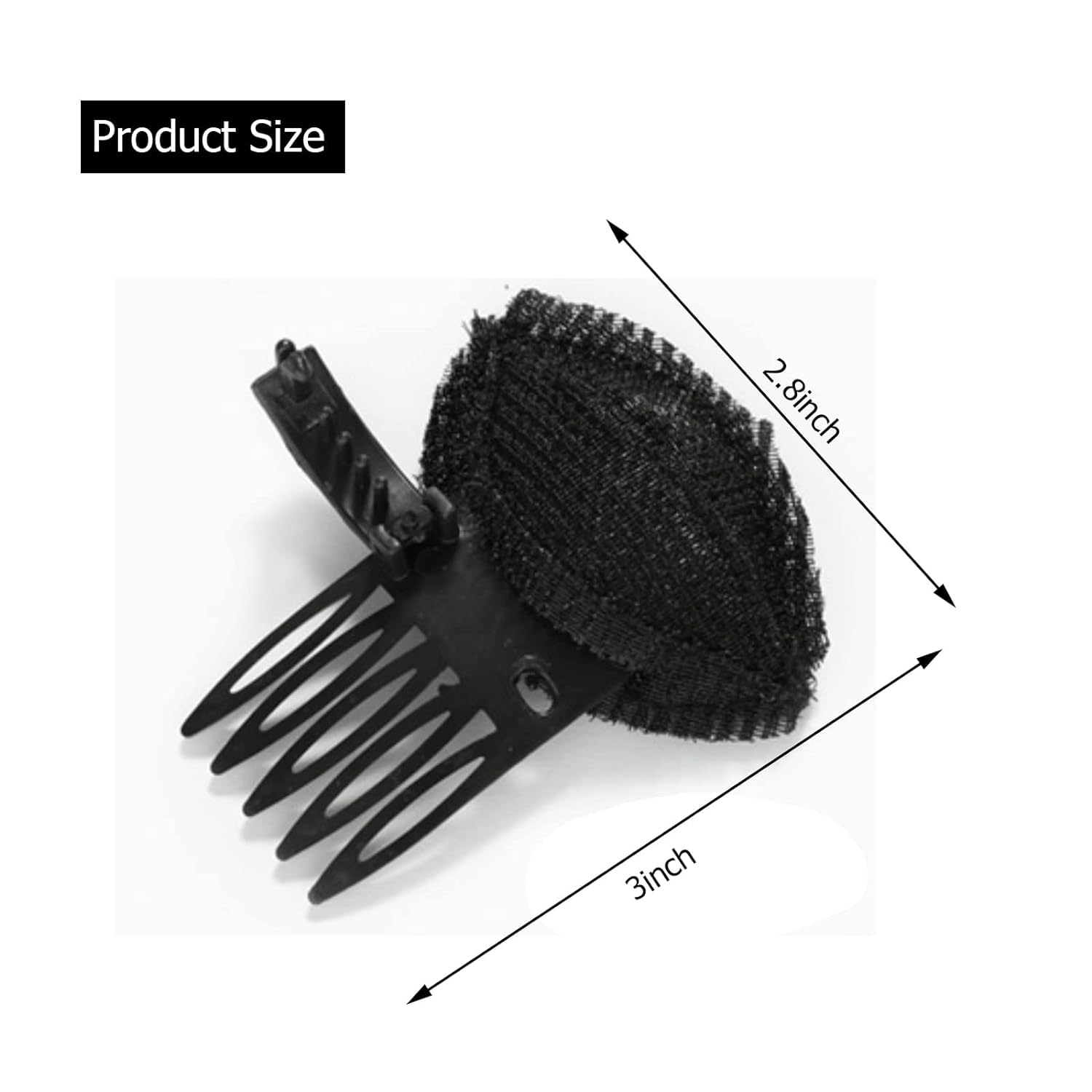 BAERFIT Black Hair Volumizer Puff for Women - 3 Pack Invisible Hair Bun Bump Clips with Fluffy Sponge Pad - Perfect for Updos, Ponytails & Princess Styling - Great for Weddings, Parties & Everyday Hair Accessories
