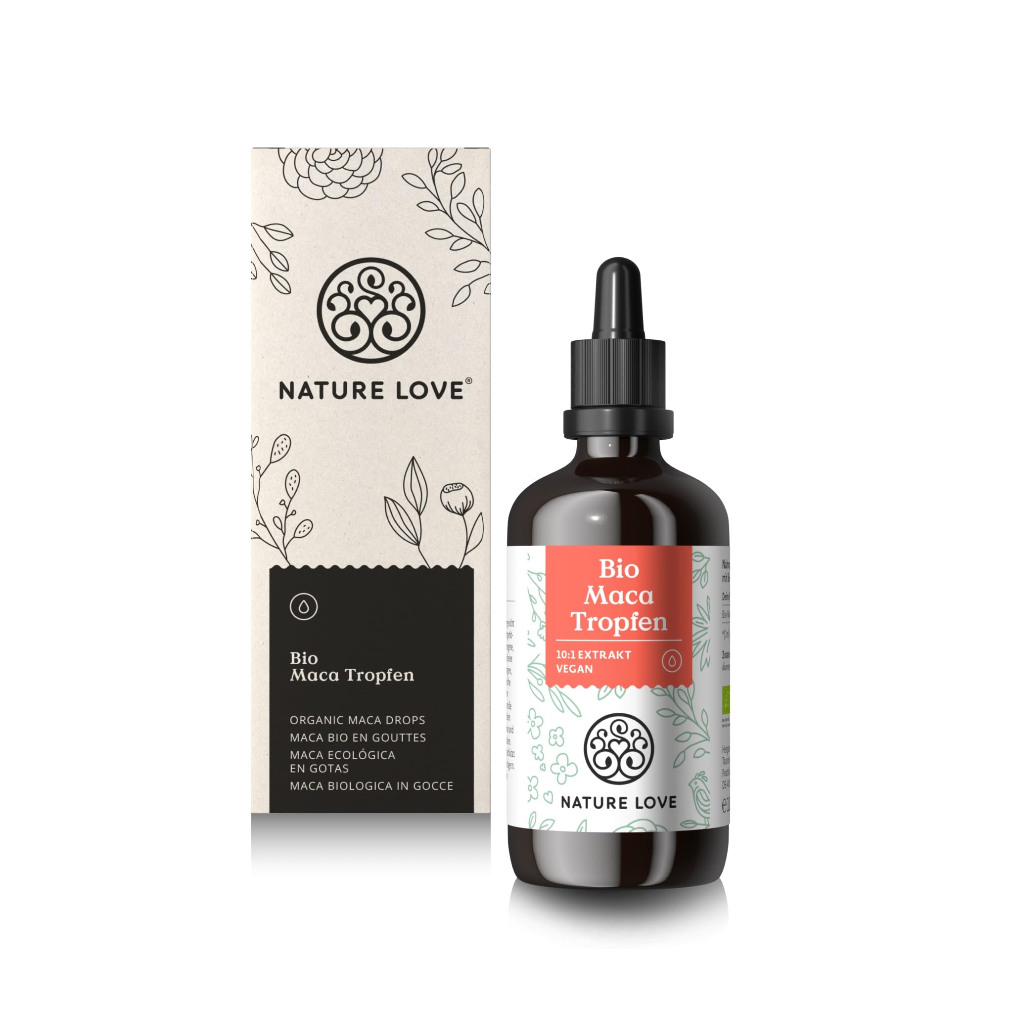 Premium Bio Maca Drops - 100ml (11,000mg Maca Per Daily Dose) 10:1 Extract - Black, Red & Yellow Maca Forms - Vegan, Made in Germany - Natural Energy Booster for Workouts & Daily Wellness