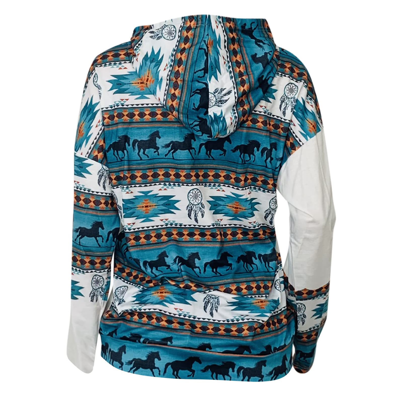 Ceboyel Women's Aztec Hoodie - Vintage Ethnic Graphic Pullover Sweatshirt with Drawstring, Casual Fall Western Style Top for Outdoor Adventures and Cozy Evenings