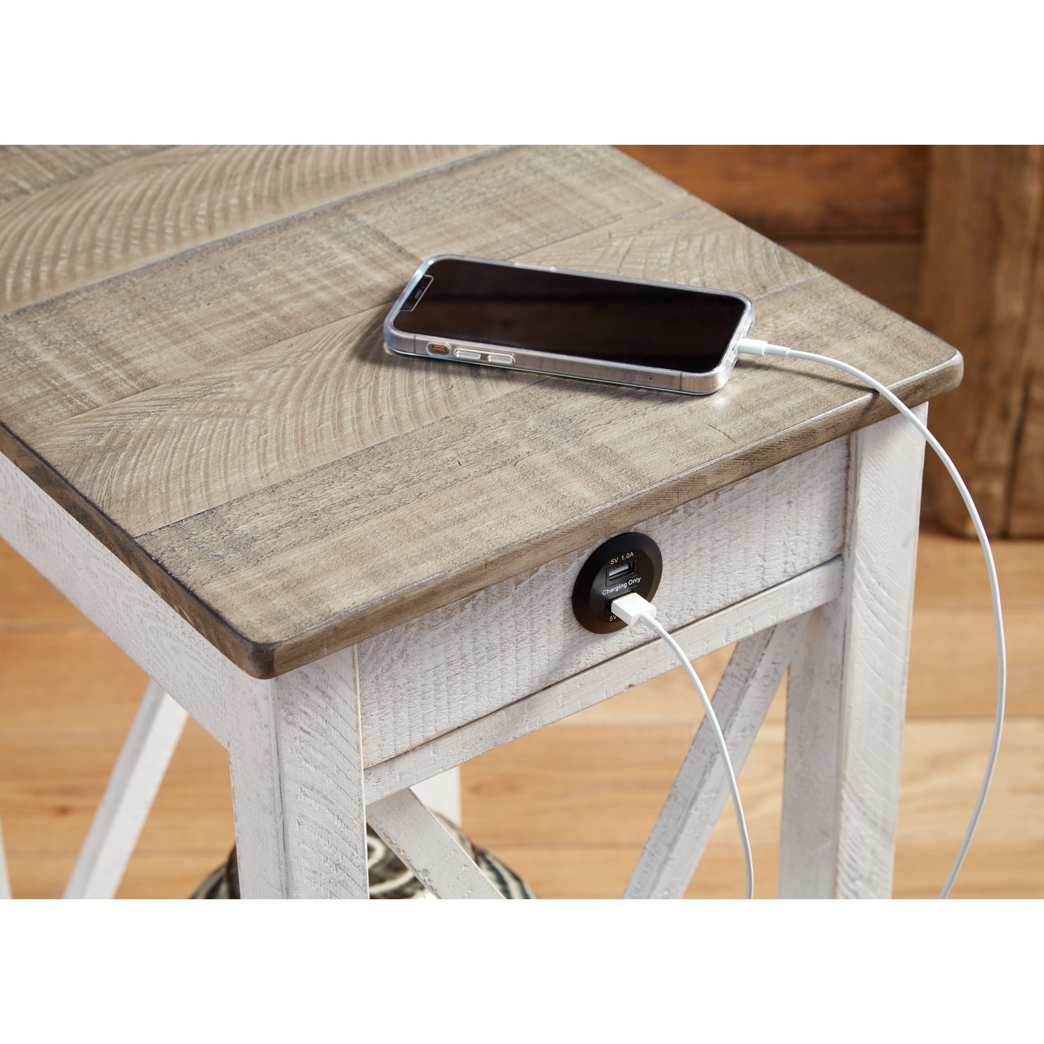 Adalane Modern Accent Table - White & Gray Side Table for Living Room, Bedroom, or Office - Perfect for Small Spaces & Home Decor