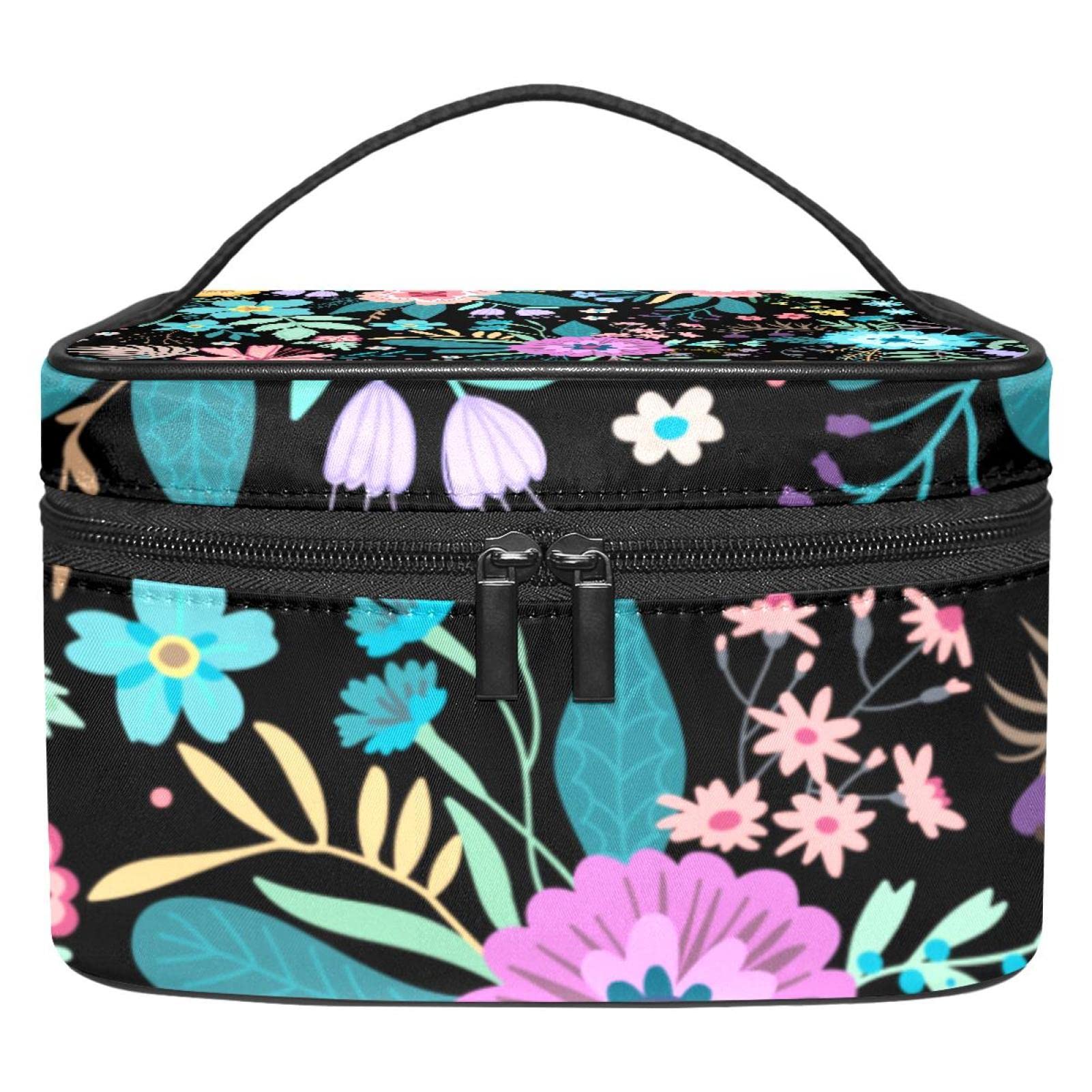 Floral Print Hanging Cosmetic Bag for Women - Waterproof Travel Makeup Organizer with Zipper Closure | Perfect for Travel, Gym & Daily Essentials Storage