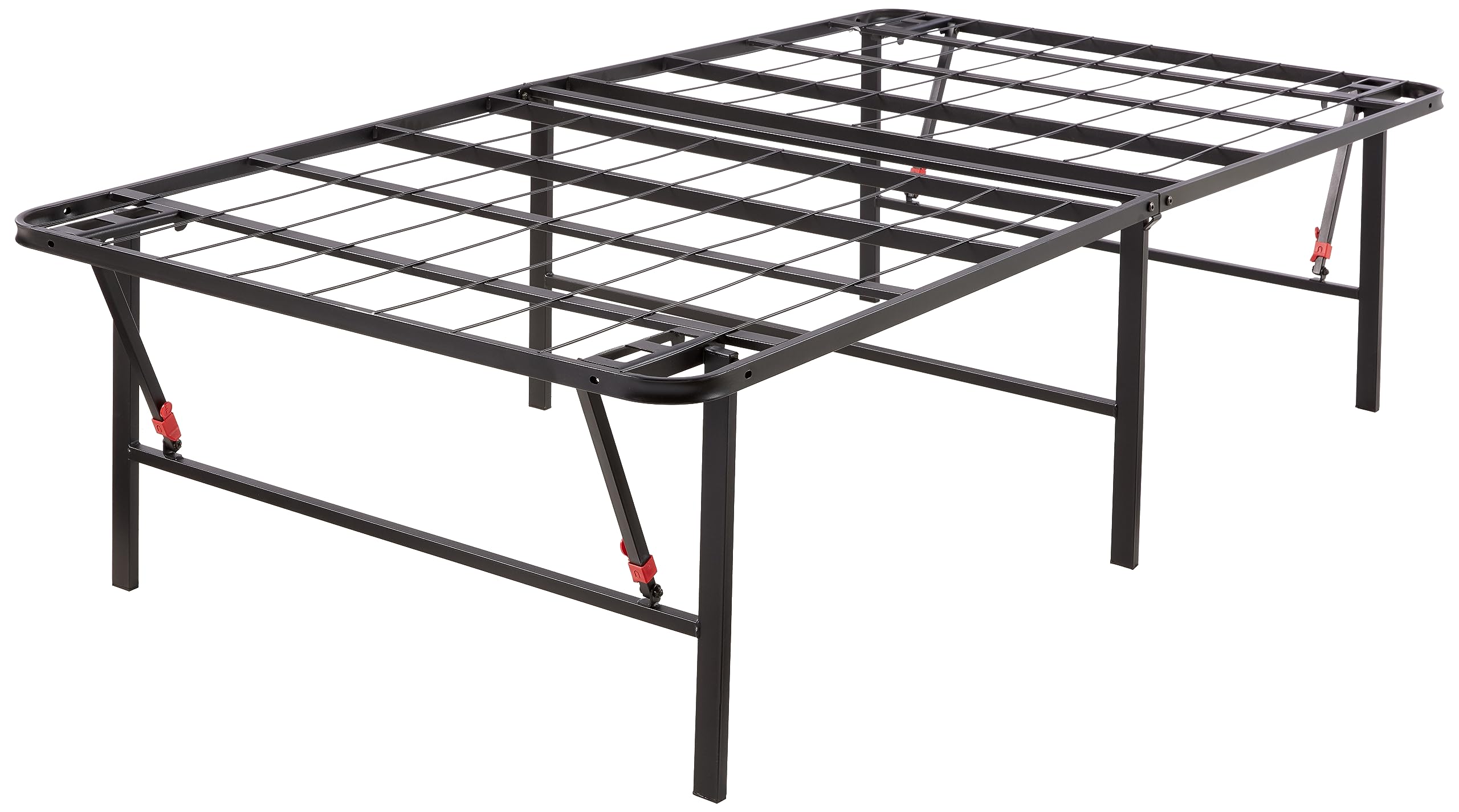 Amazon Basics Foldable Metal Bed Frame with Storage - Sturdy Steel Platform, No Box Spring Needed, 18
