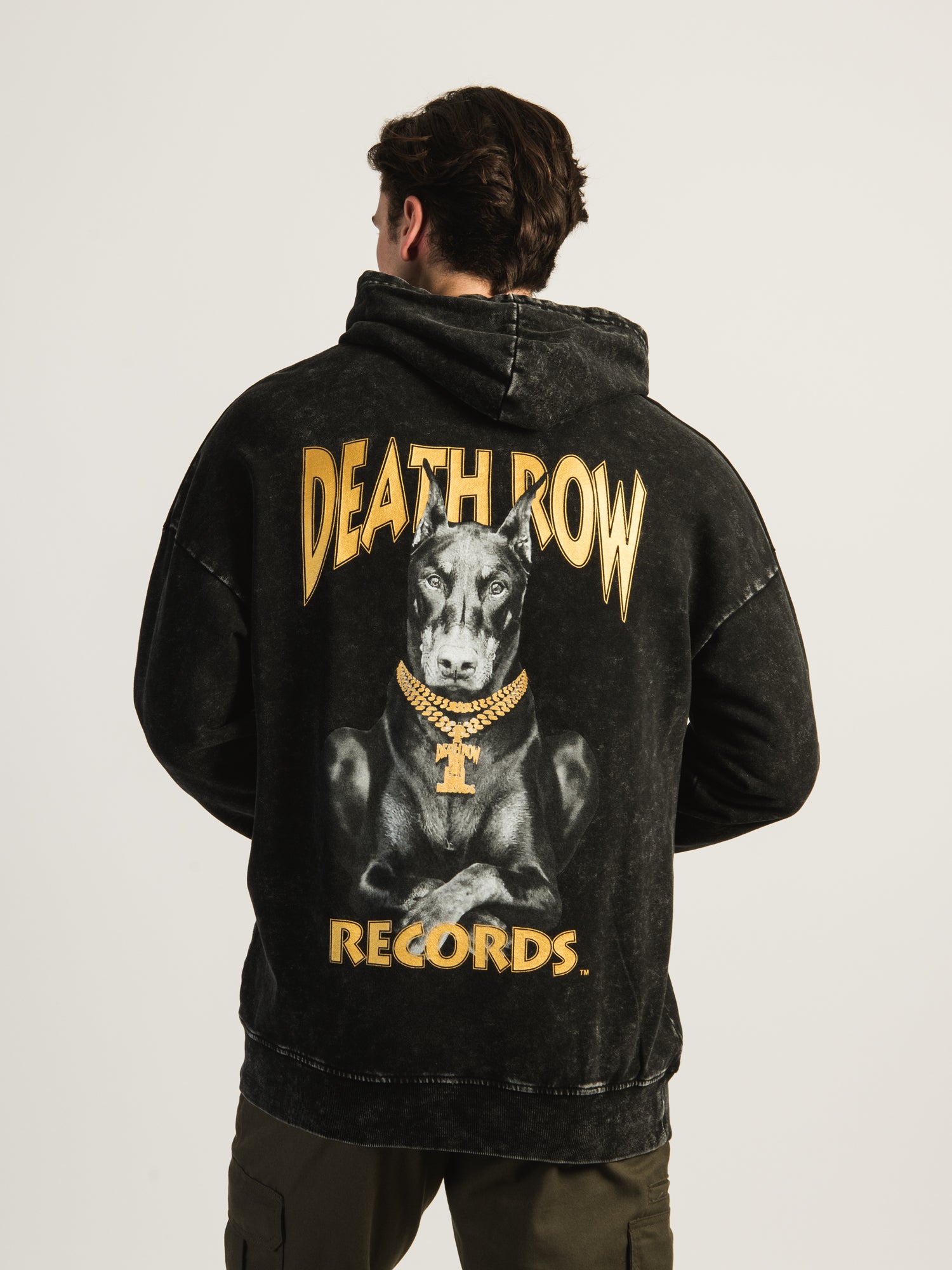 Death Row Records Doberman Washed Hoodie - Vintage Hip Hop Sweatshirt for Men & Women - Perfect for Streetwear & Music Fans