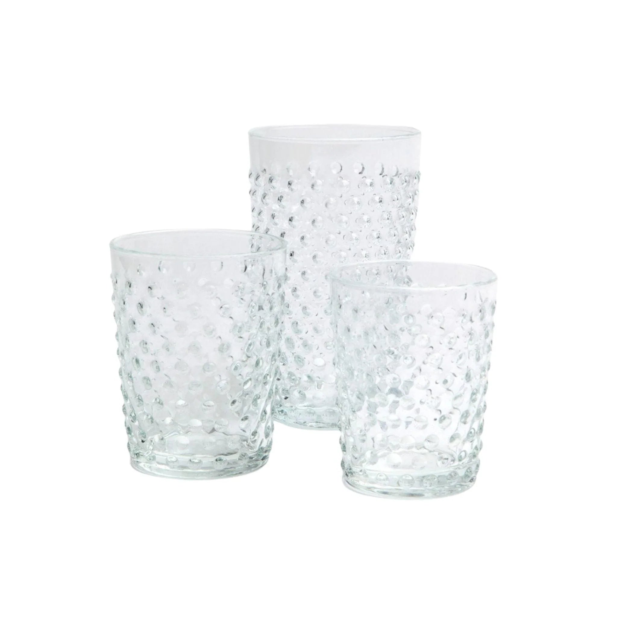 Hand Blown Glass Cups with Clear Raised Dots - Non-Slip Grip Drinking Glasses for Hot & Cold Beverages - Perfect for Coffee, Tea, Wine, and Cocktails at Home or Restaurant Use
