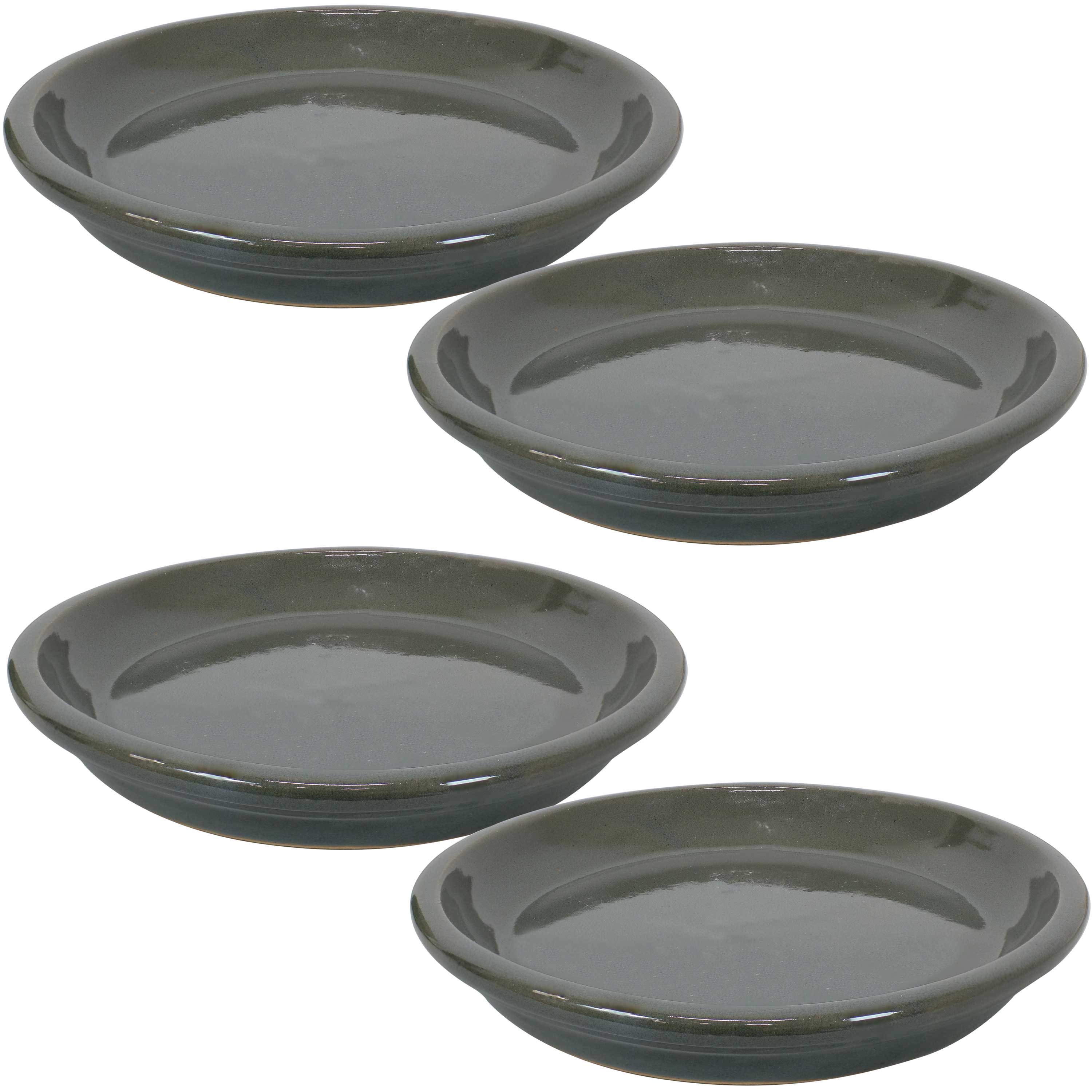 Sunnydaze 4-Pack Glazed Ceramic Plant Saucers for Indoor & Outdoor Potted Plants – Perfect for Home, Garden, and Patio Decor