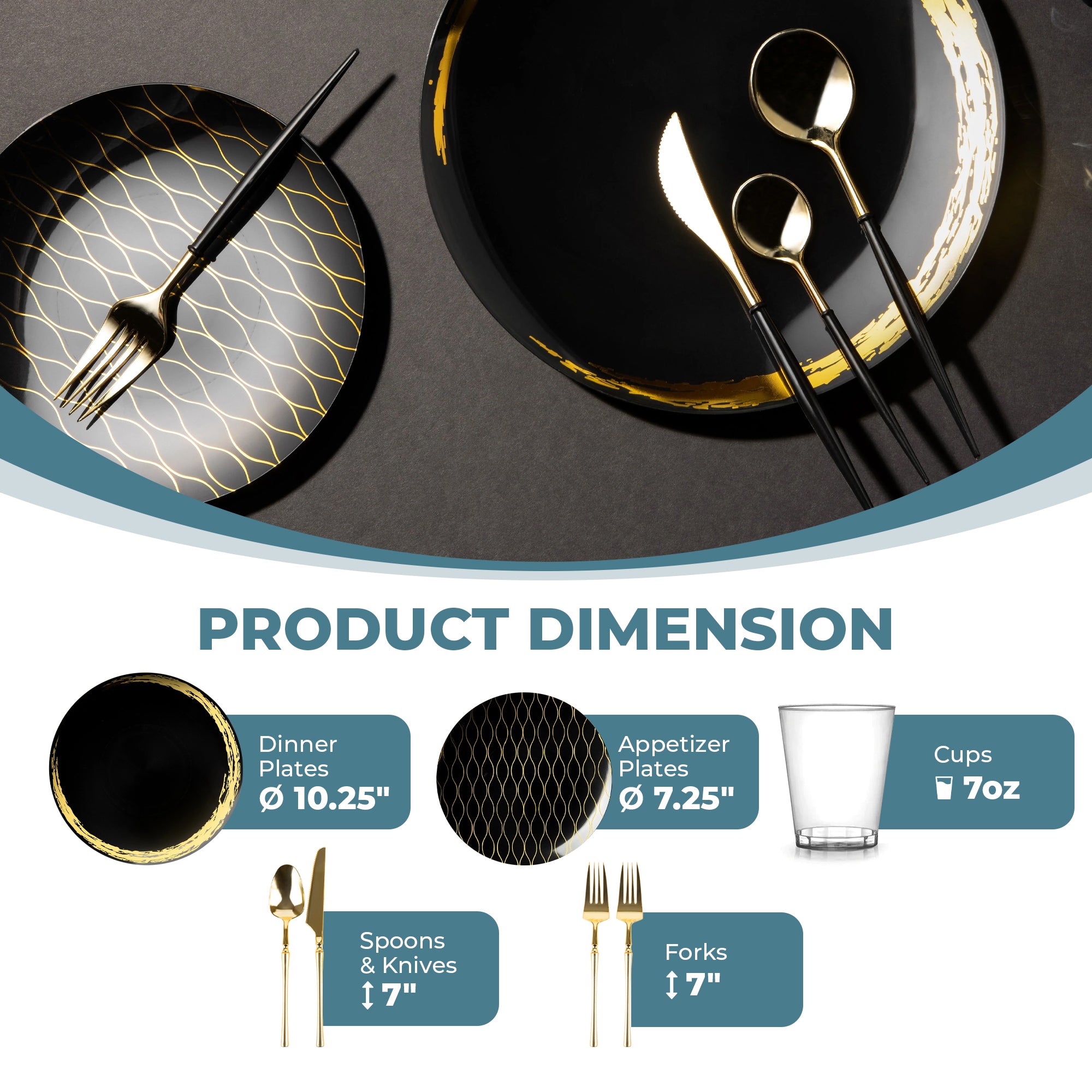 Black and Gold Plastic Party Bundle - 50-Piece Disposable Whisk Set for Cocktails, Baking & Decorating - Perfect for Birthday, Wedding, and Holiday Celebrations