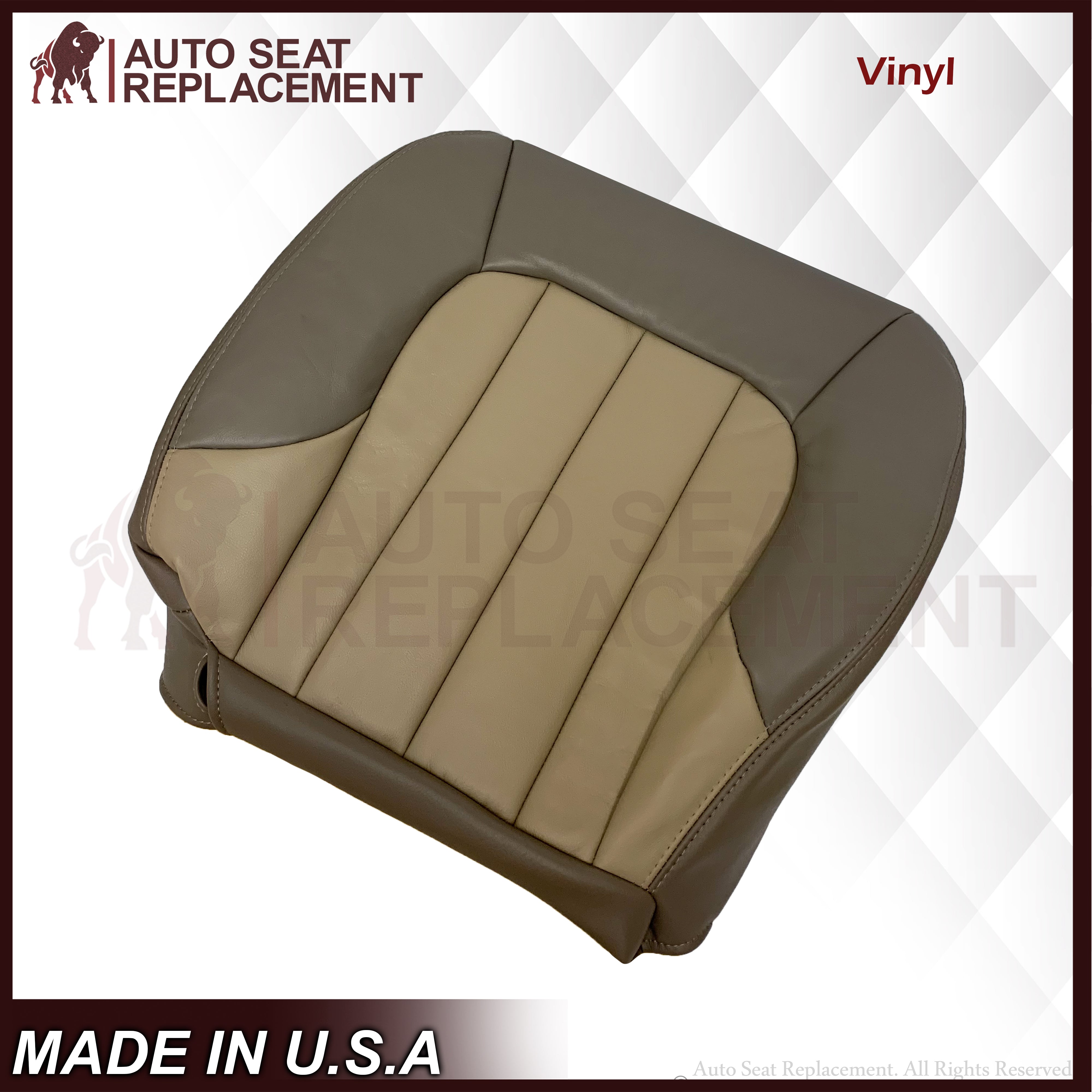 2004-2005 GMC Envoy SLT XL Custom Fit Bottom Replacement Seat Covers - 2-Tone Tan Leather/Vinyl - Durable & Comfortable for Trucks & SUVs - Perfect for Road Trips, Daily Commutes & Off-Road Adventures