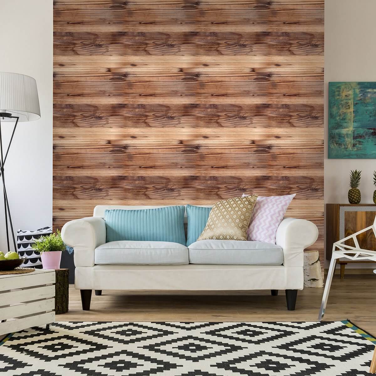 Tan and Brown Wood Imitation Peel and Stick Removable Wallpaper 5273 - Self-Adhesive Decorative Wall Covering for Bedroom, Living Room & Office