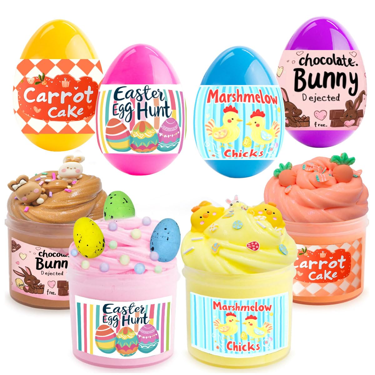 4 Pcs PreFilled Easter Eggs with Slime & Charms - Fun Easter Egg Hunt Toys for Kids, Boys & Girls - Easter Basket Stuffers, Party Favors & Gifts - Great for Easter Celebrations, Birthday Parties & Classroom Activities