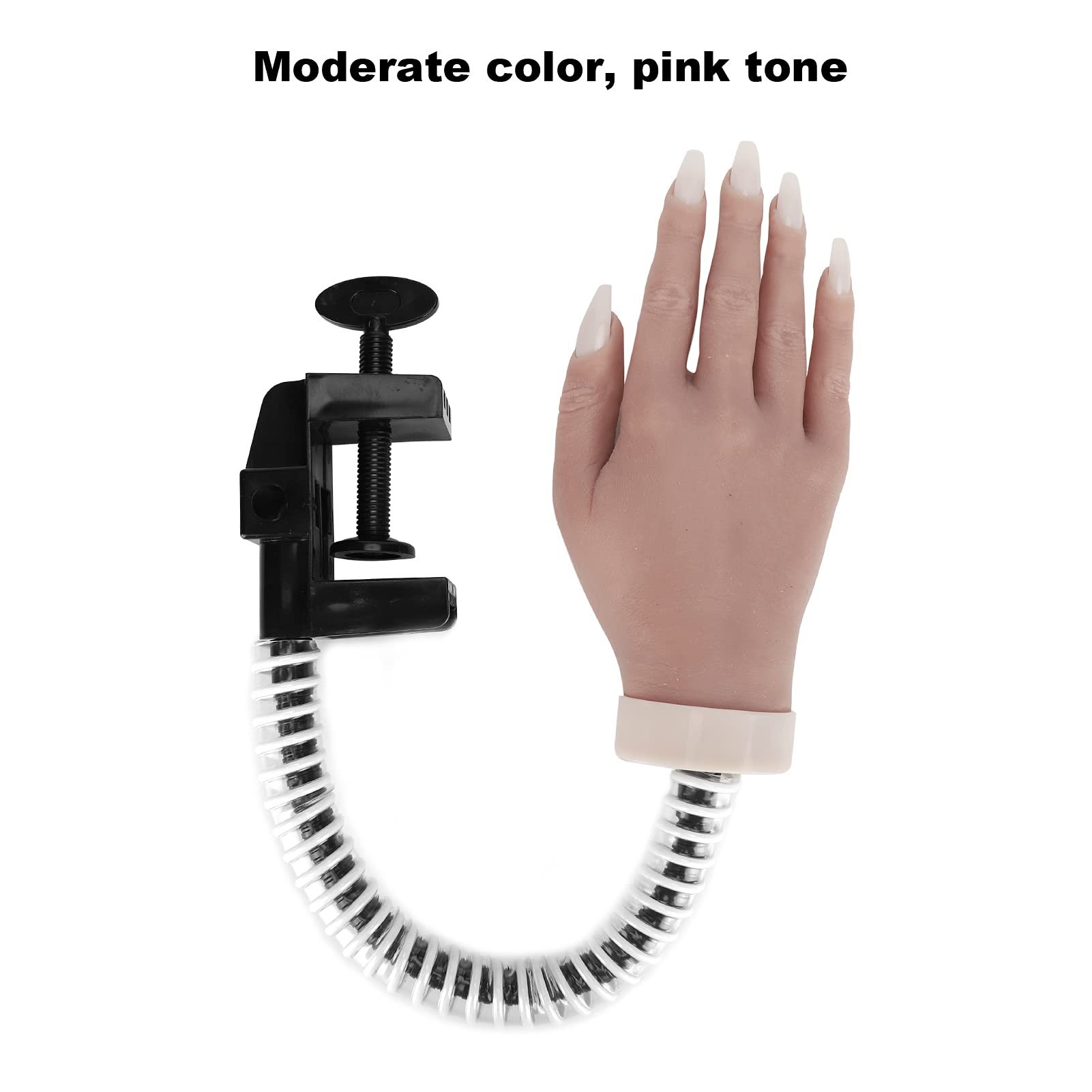 Professional Silicone Nail Practice Hand with Stable Stand - Perfect for Nail Art Training, Manicure Practice & Salon Demonstration (02) - Ideal for Nail Technicians, Students & Home Practice