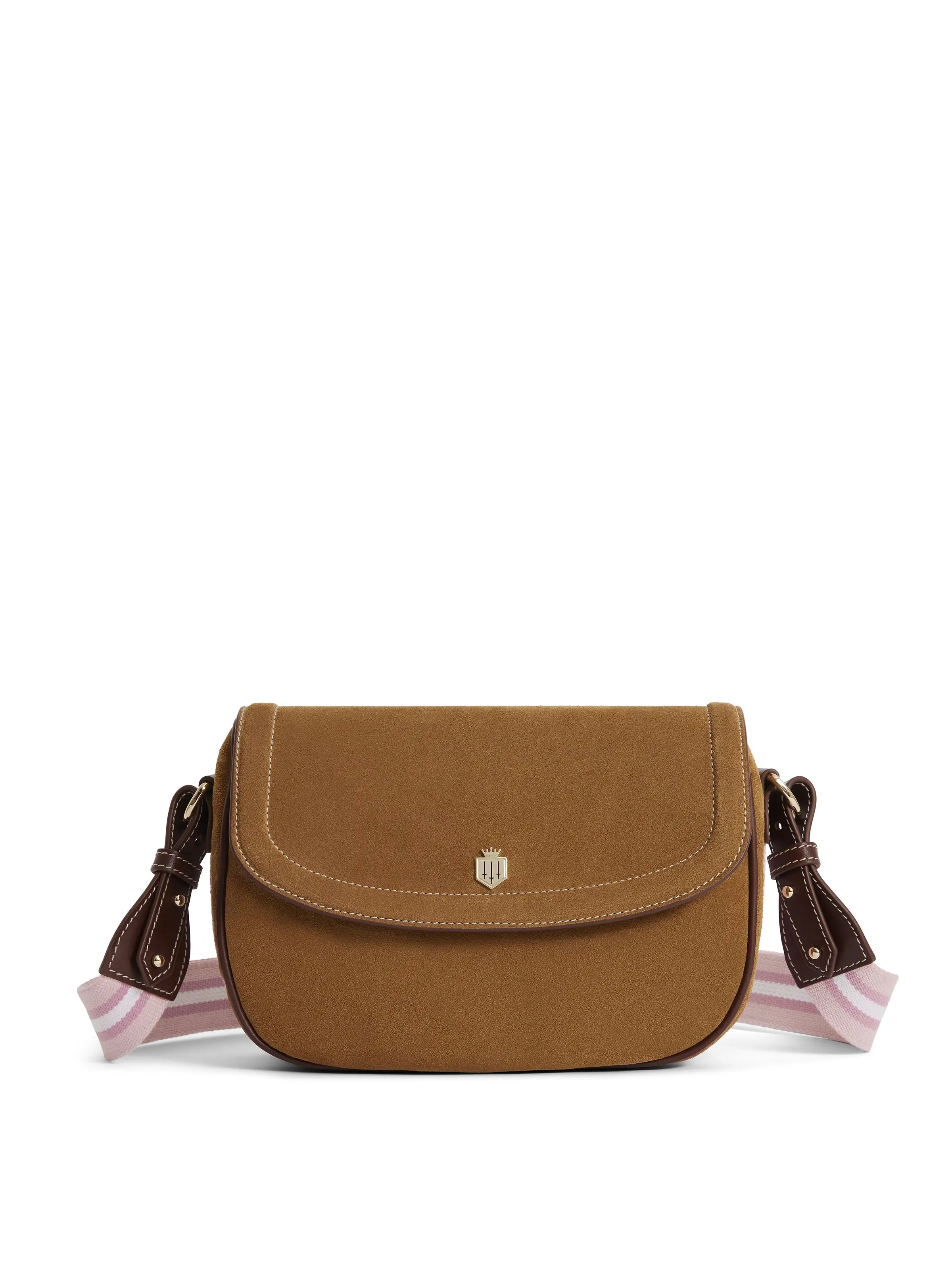 Boston Bag Breast Cancer Awareness Tan Suede & Pink 2024 - Stylish Tote for Work, Travel & Charity Support