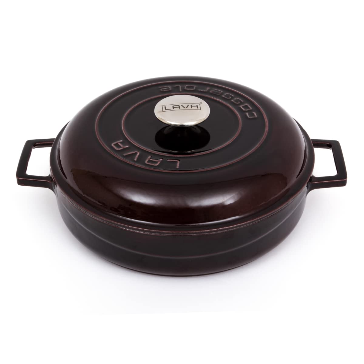 Premium LAVA Enameled Cast Iron Dutch Oven 3.7 Quart – Pre-Seasoned, Multi-Purpose Round Pot with Lid – Induction & Dishwasher Safe – Burgundy – Perfect for Soups, Stews, Baking & Slow Cooking