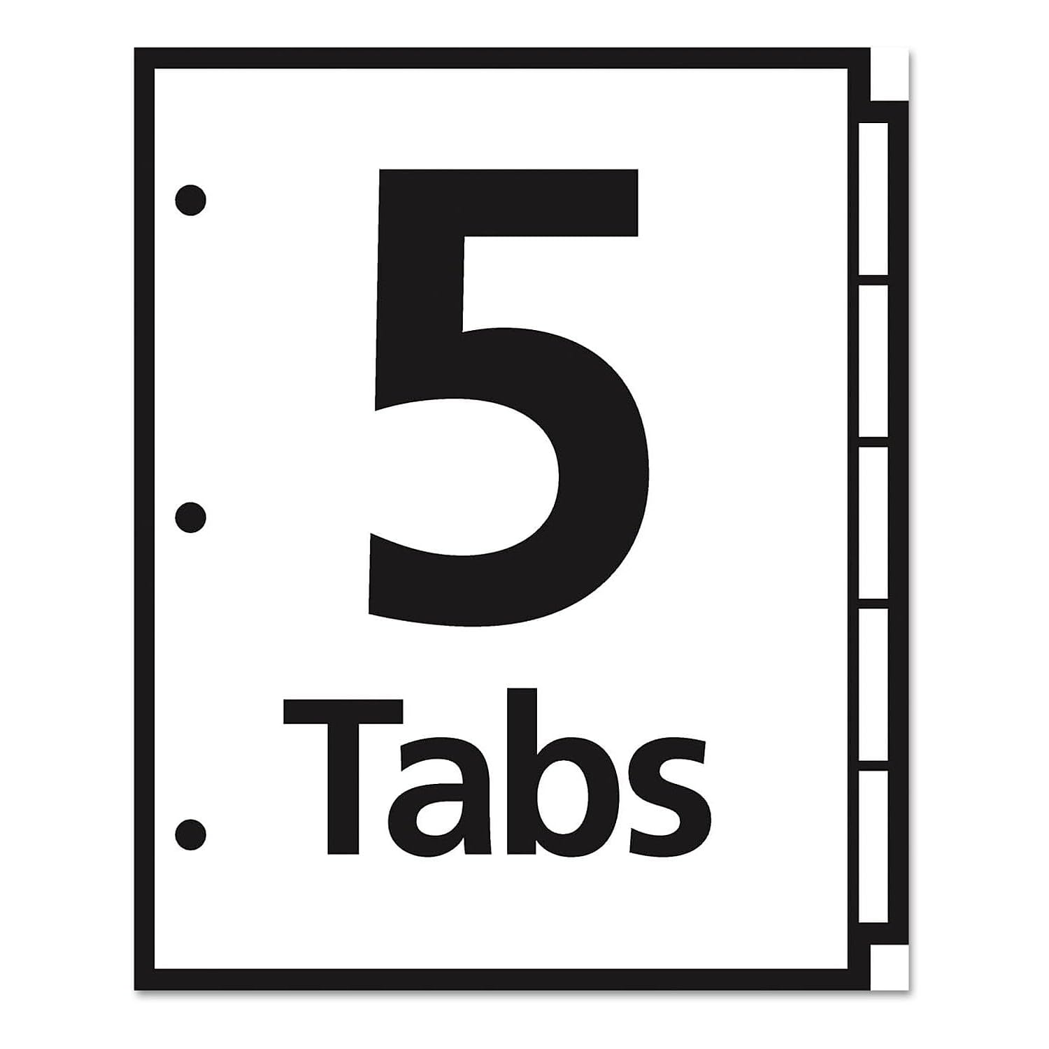11465 Plastic Insertable Dividers - 5-Tab Letter Size for Office Organization | File Folder Dividers for Documents, Papers & Records