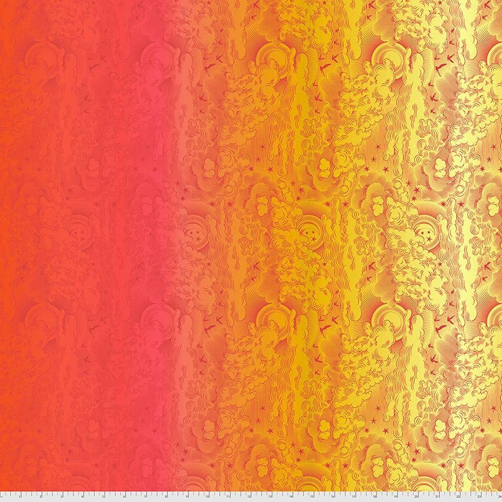 Tula Pink Daydreamer Little Fluffy Clouds Fabric by FreeSpirit - Premium Cotton Quilting Material for Sewing & Craft Projects (Mango Color) - Perfect for Quilts, Apparel & Home Decor DIY