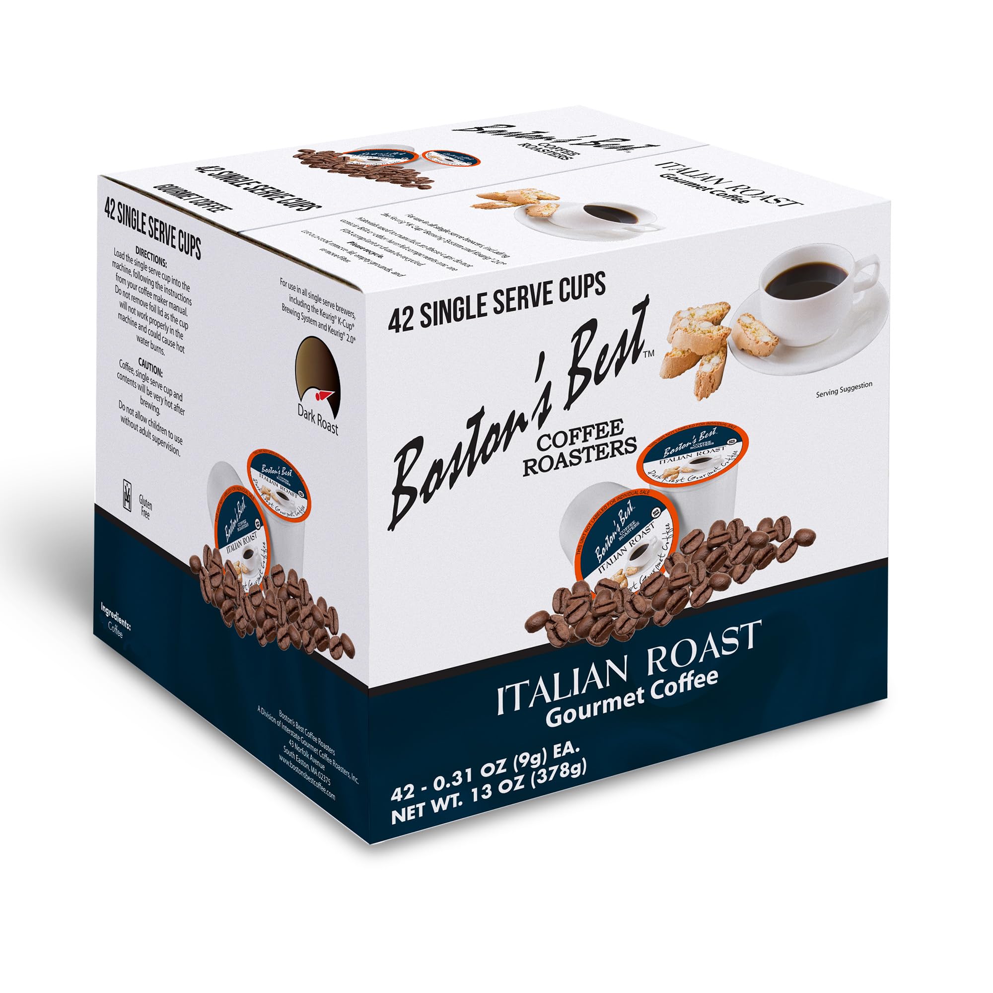 Boston’s Best Italian Roast Coffee – Bold Dark Roast Gourmet K-Cup Pods for Keurig (42 Single Serve Cups) – Perfect for Home, Office & Morning Brews