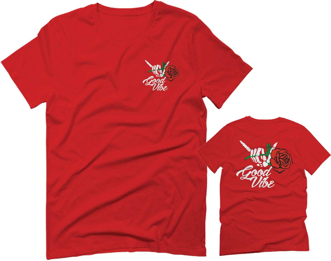 Cool Vintage Hipster Shaka Hand & Rose Bones Graphic T-Shirt for Men - Trendy Casual Streetwear for Surfers, Skaters & Music Lovers