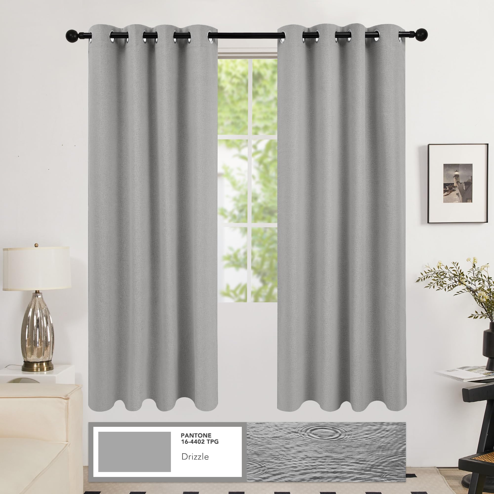 Deconovo Blackout Curtains - 100% Room Darkening Linen Window Drapes with Grommets (Grey, 52x72 Inches, 2 Panels) for Bedroom, Living Room & Nursery - Perfect for Light Sleepers, Home Theater & Daytime Napping