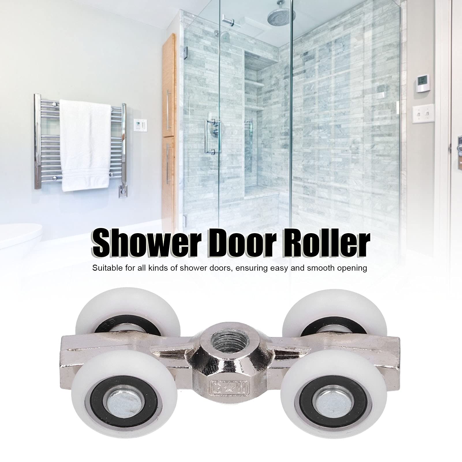 Premium Shower Door Rollers Replacement - 2.7x1.0in Sliding Glass Door Pulley Wheels for Bathroom Suspension System - Durable Shower Door Accessories for Smooth & Quiet Operation - Perfect for Home Renovation & Bathroom Upgrades