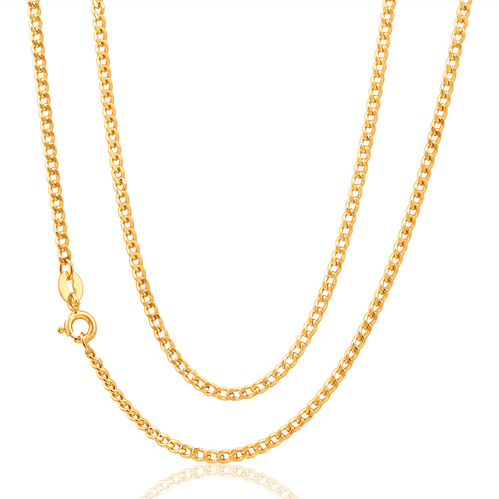 9ct Yellow Gold 60 Gauge Curb 45cm Chain Necklace for Women - Elegant Jewelry Gift for Birthday, Anniversary & Special Occasions