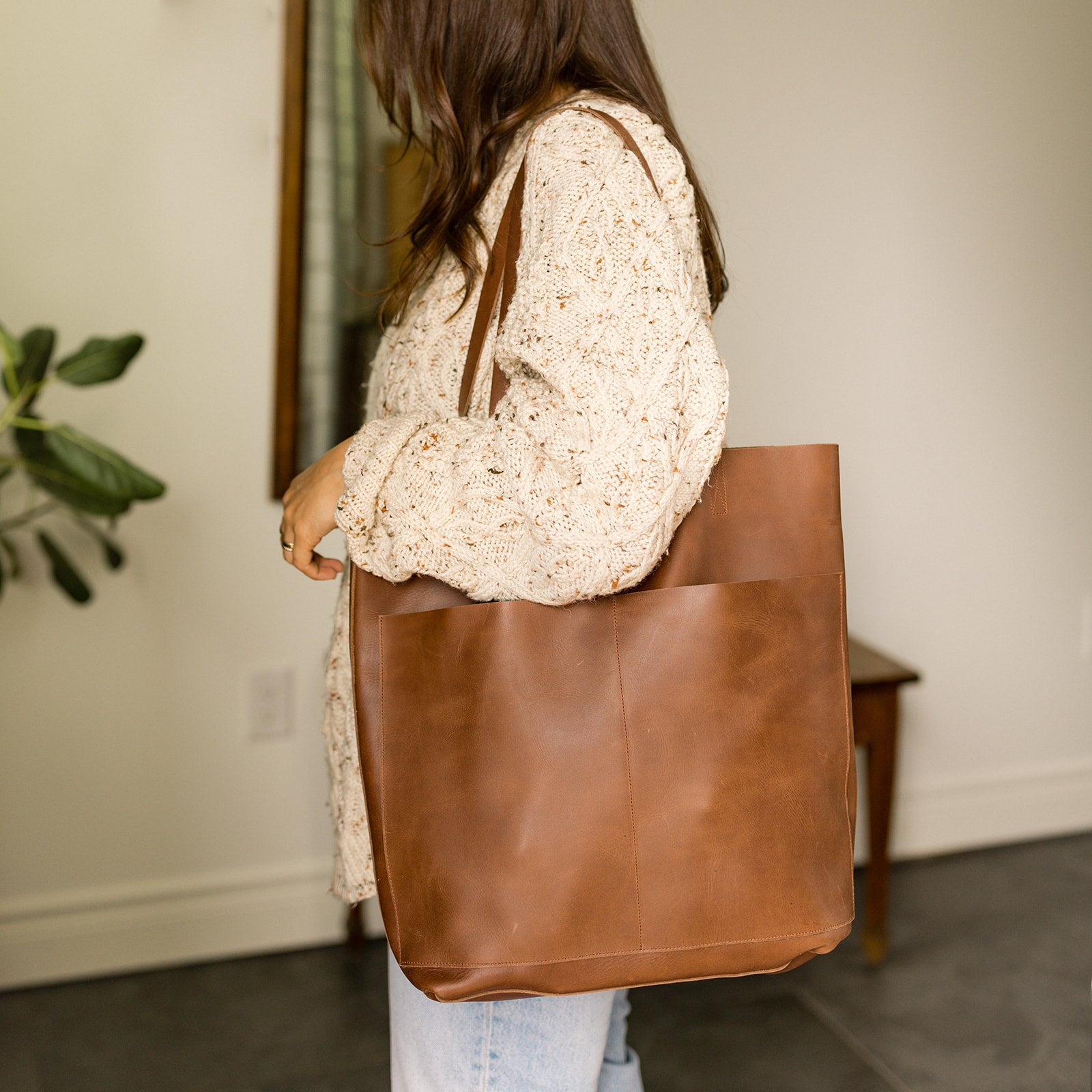 Premium Genuine Leather Tote Bag for Women - Stylish & Spacious Espresso Brown Handbag - Perfect for Work, Travel & Everyday Use