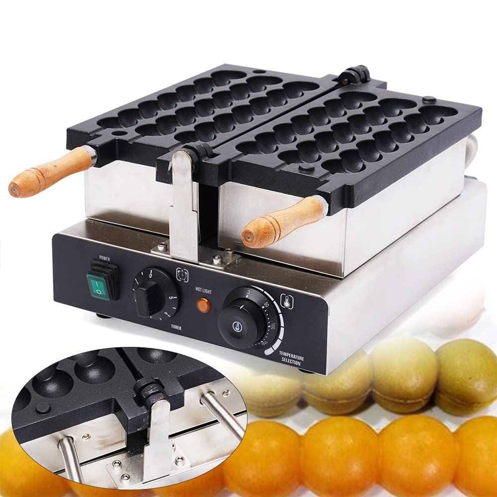 1600W Commercial Waffle Maker Machine - Electric Non-Stick Waffle Ball & Pancake Maker with Timer - Perfect for Restaurants, Cafes, Breakfast Shops & Home Use